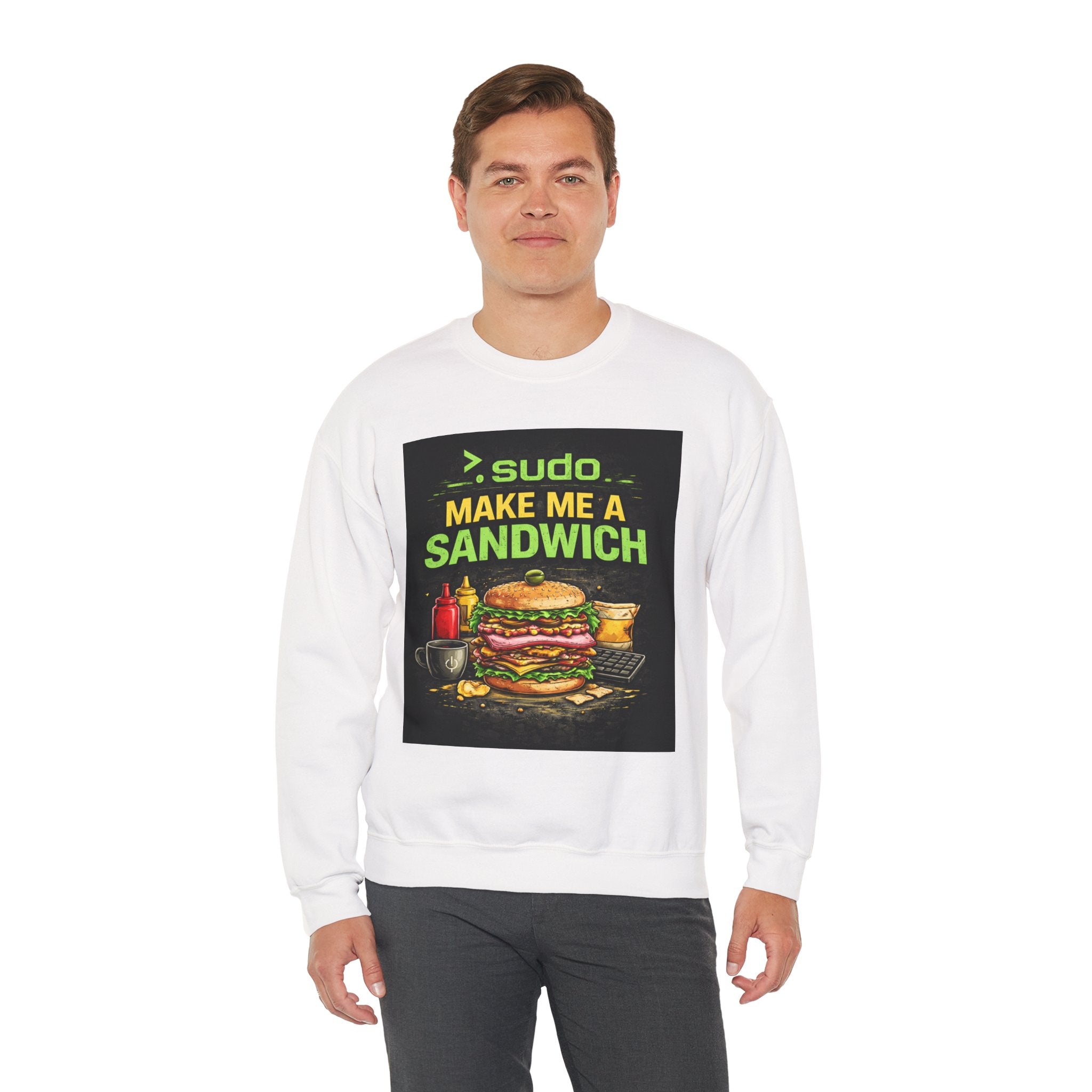 Tech Humor Sweatshirt - ">. sudo make me a sandwich" Graphic Crewneck