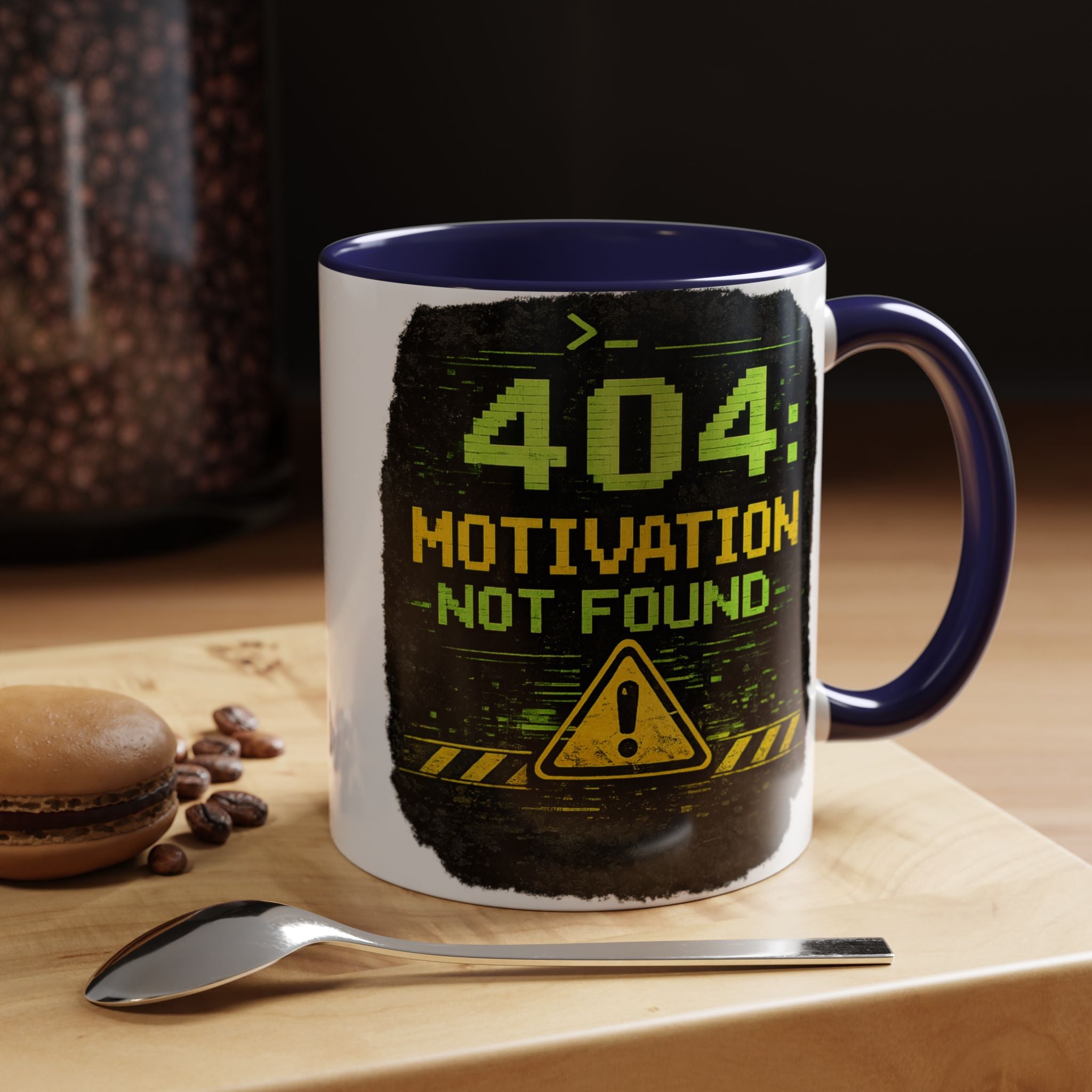 "Error 404 Motivation Not Found" IT Humor Accent Coffee Mug (11, 15oz)