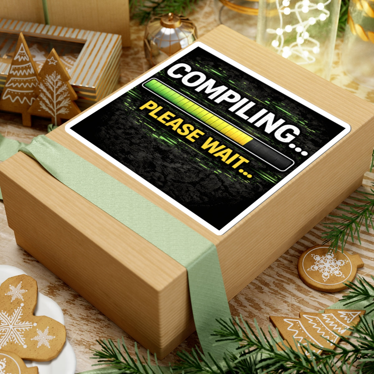 "Compiling... Please Wait" Geek Tech Humor Funny IT Kiss-Cut Stickers