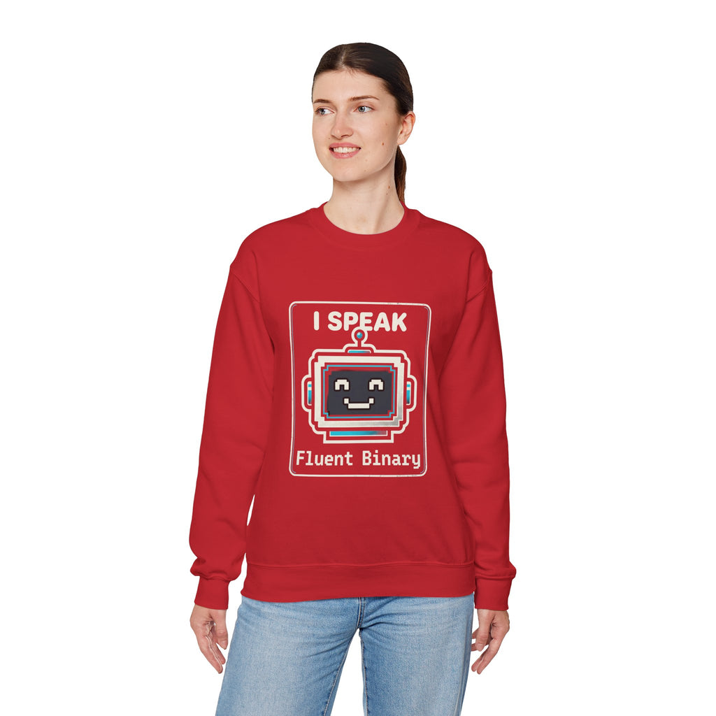 "I Speak Fluent Binary" Funny IT Crewneck Sweatshirt