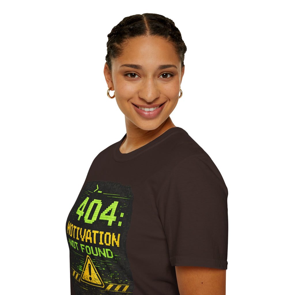 "404: Motivation Not Found" Funny IT Graphic Tee- Tech Humor T-Shirt