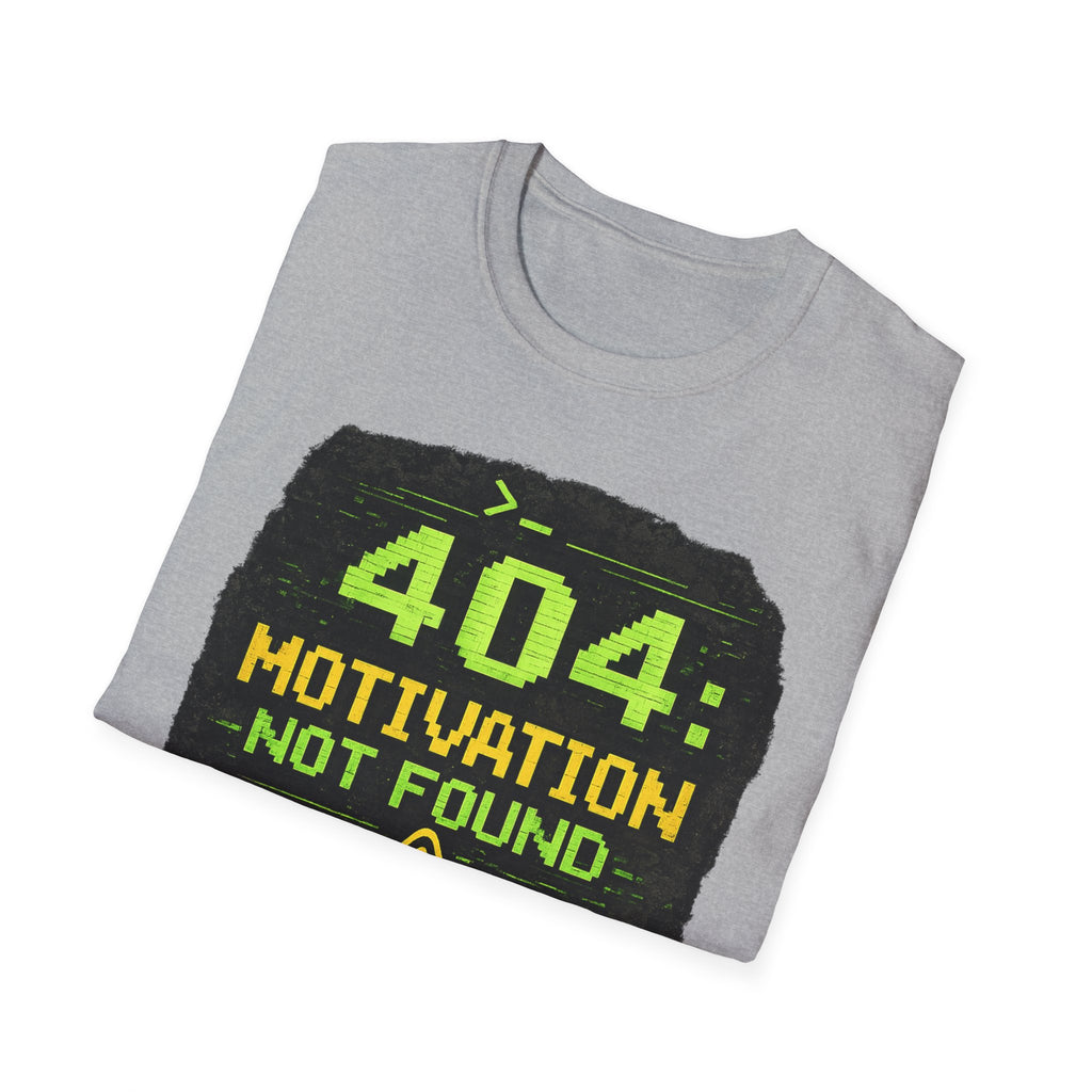 "404: Motivation Not Found" Funny IT Graphic Tee- Tech Humor T-Shirt