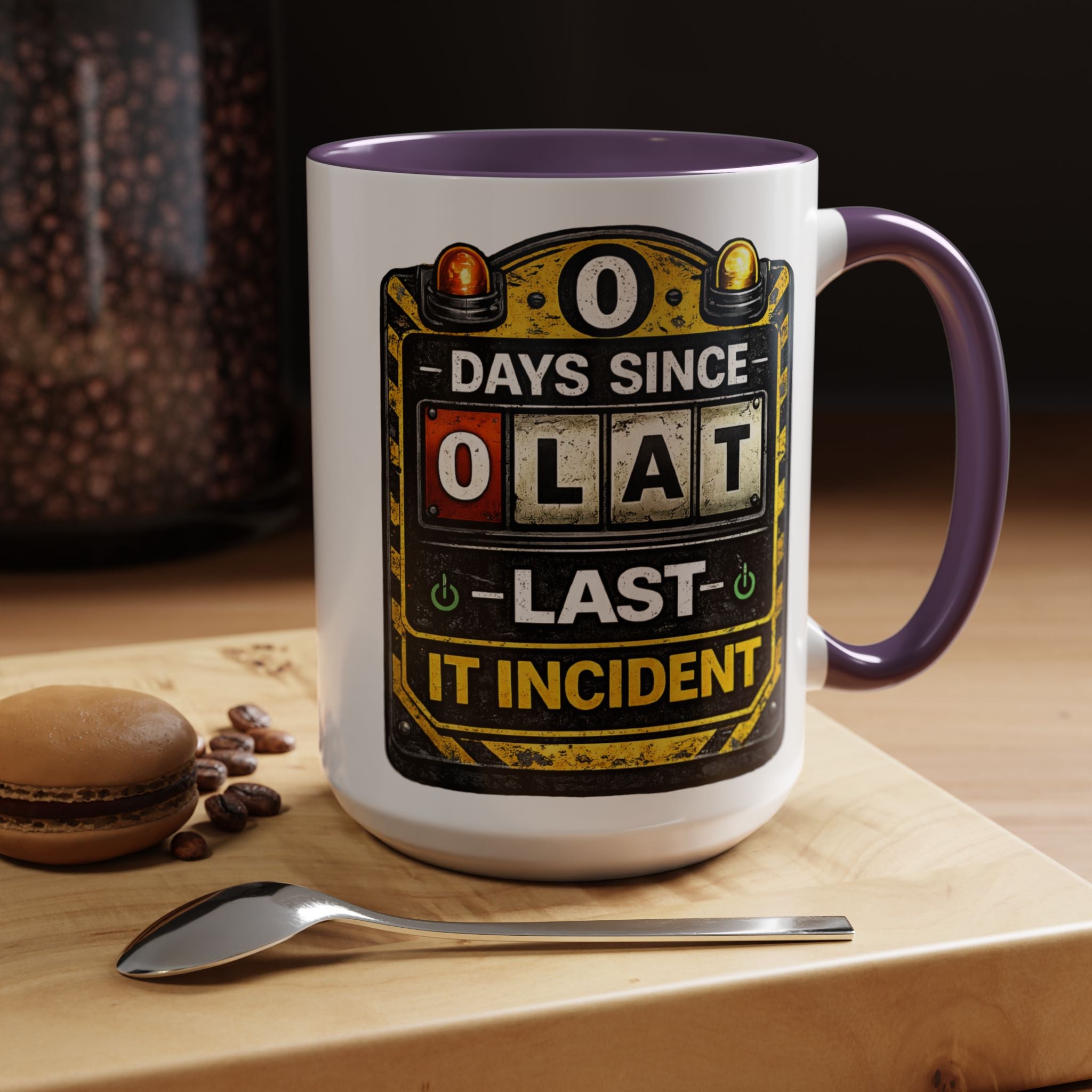 "0 Days Since Last IT Incident" IT Humor Accent Coffee Mug (11, 15oz)