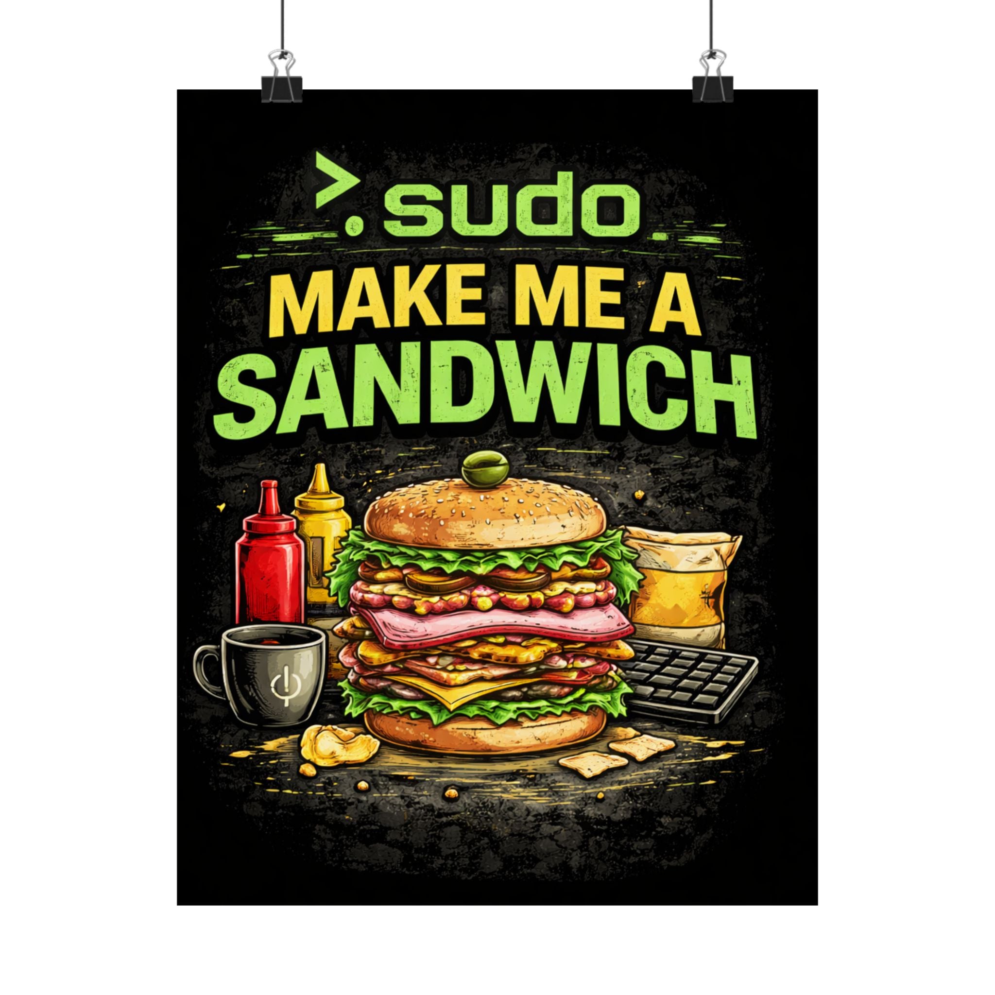 ">.Sudo Make Me A Sandwich" Geek Tech Humor Funny IT Matte Vertical Posters