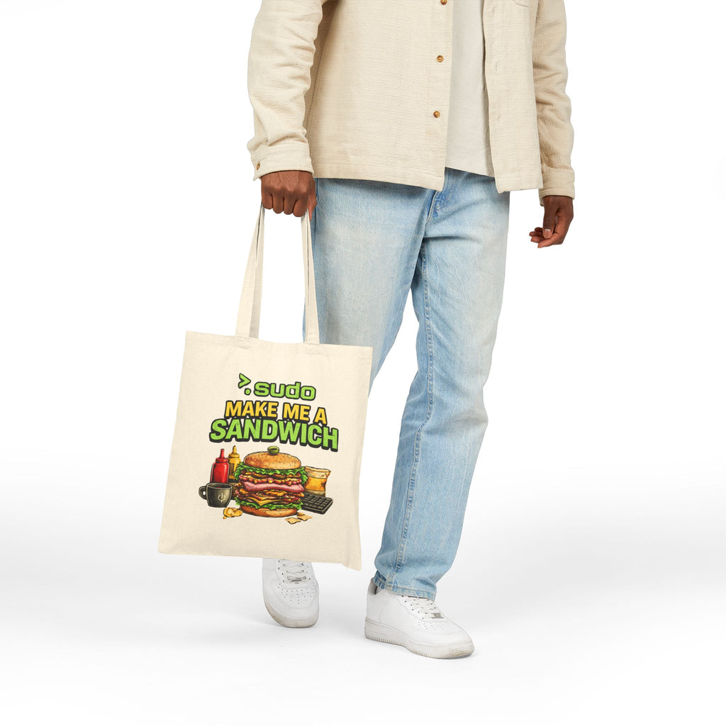 ">.Sudo Make Me A Sandwich" Funny IT Tech Humor Cotton Canvas Tote Bag