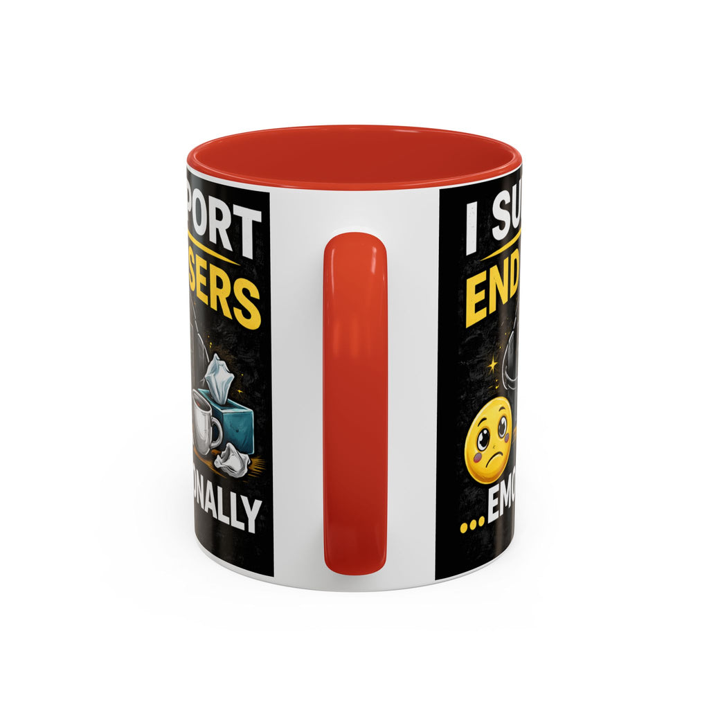"I Support End Users, Emotionally" IT Humor Accent Coffee Mug (11, 15oz)