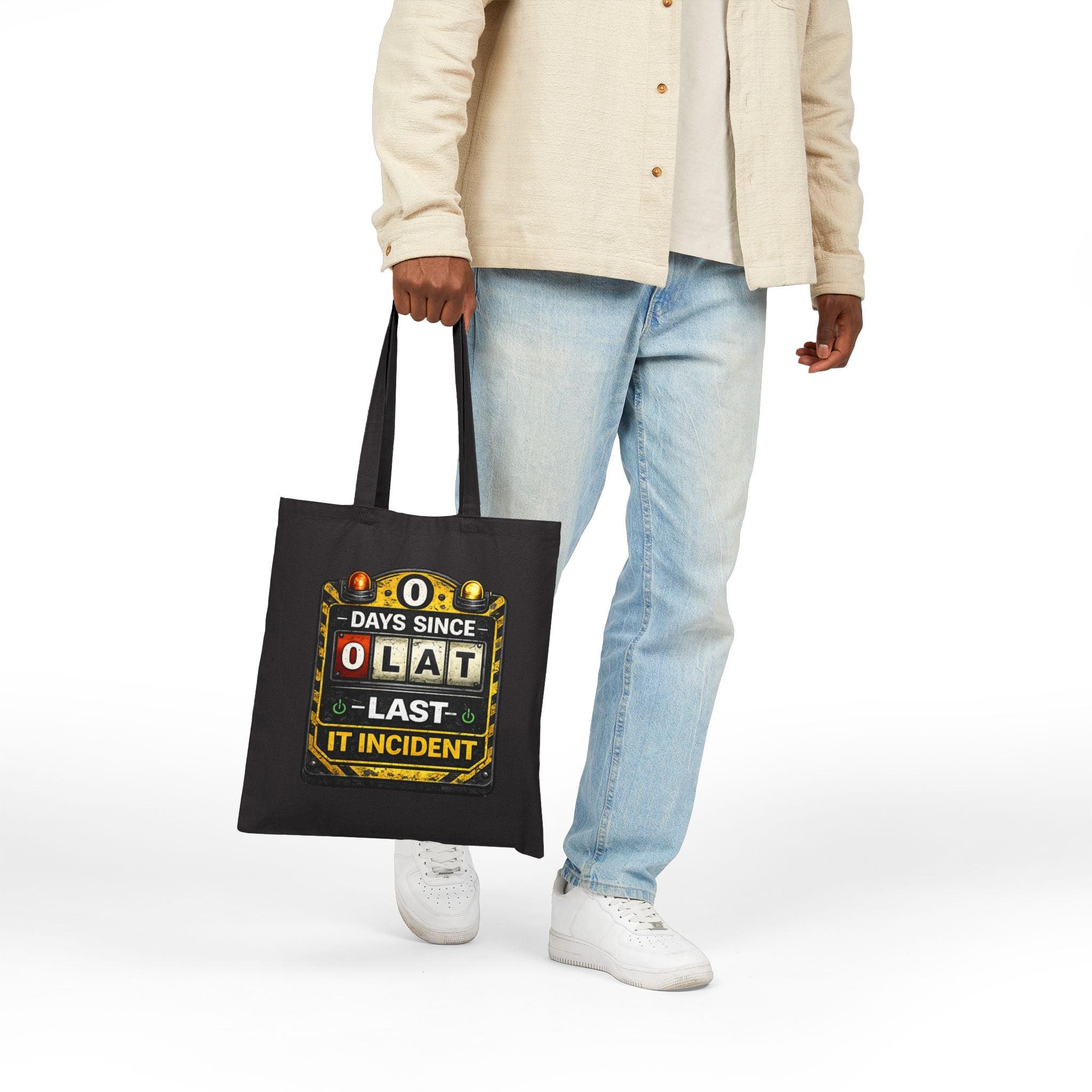 "0 Days Since Last IT Incident" Funny IT Tech Humor Cotton Canvas Tote Bag