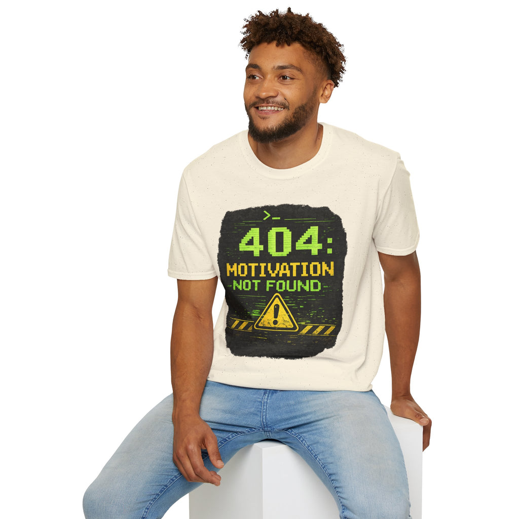 "404: Motivation Not Found" Funny IT Graphic Tee- Tech Humor T-Shirt