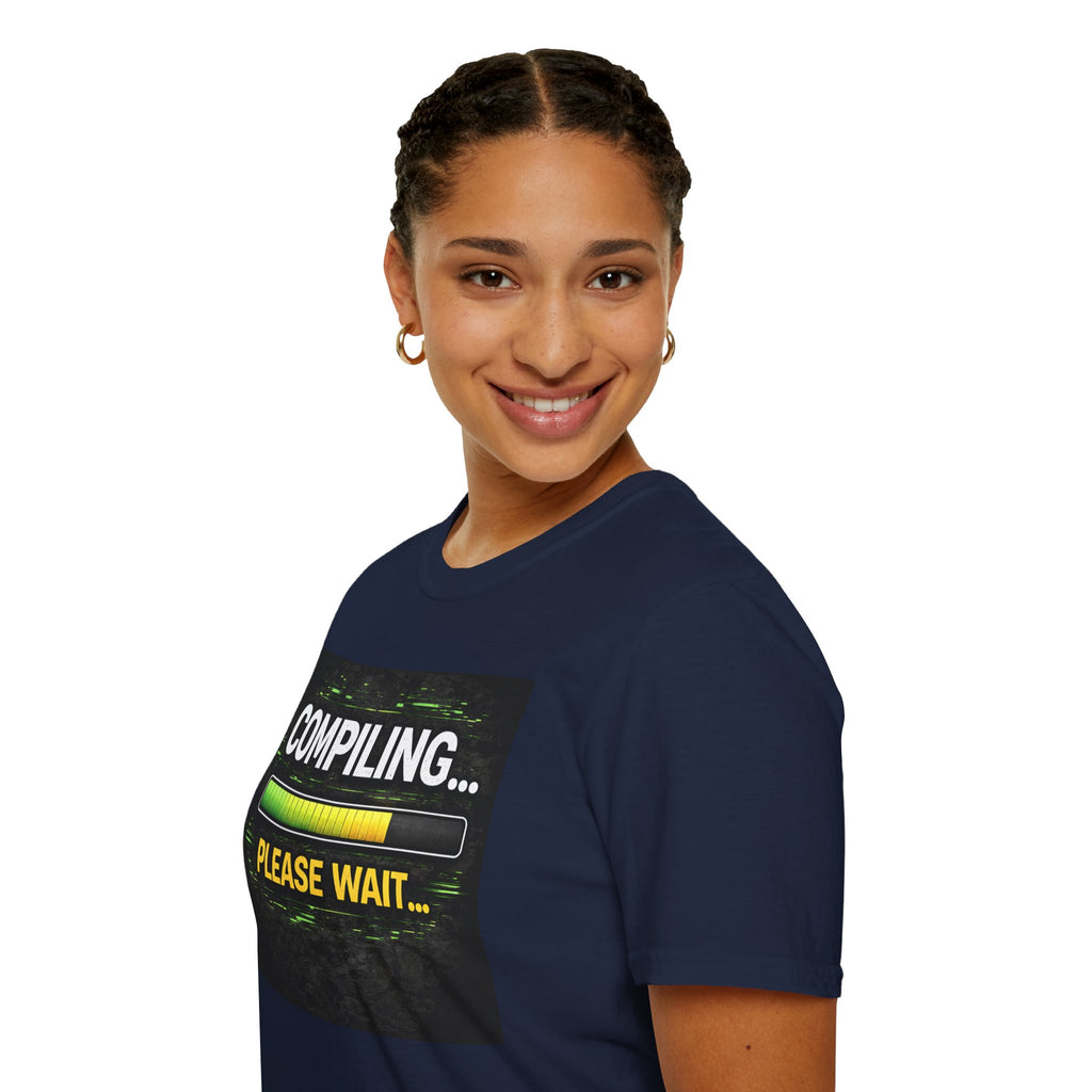 "Compiling... Please Wait" Programmer Loading Graphic Tee Funny IT Tech Humor T-Shirt