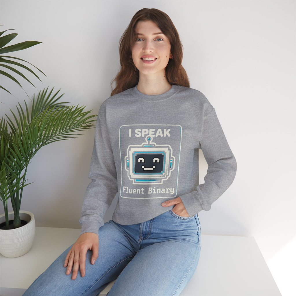 "I Speak Fluent Binary" Funny IT Crewneck Sweatshirt