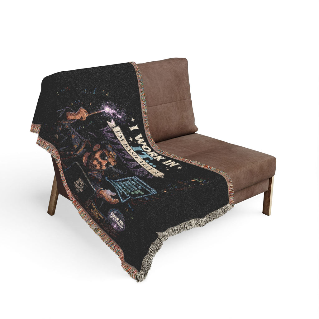 "I Work In IT... I'm Basically A Wizard" Funny IT Tech Humor Woven Blanket Funny IT Tech