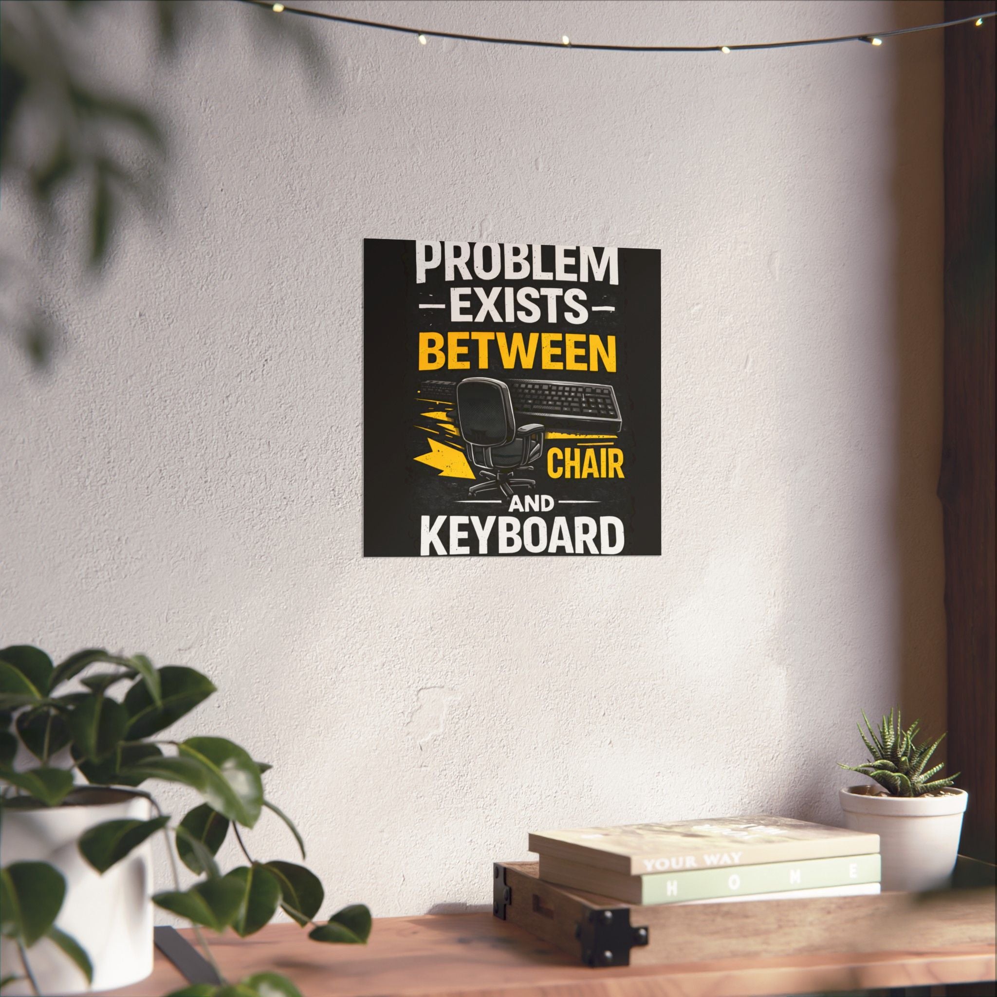 "Problem Exists Between Chair and Keyboard" Tech Humor Matte Poster — Funny IT Desk Office Wall Art