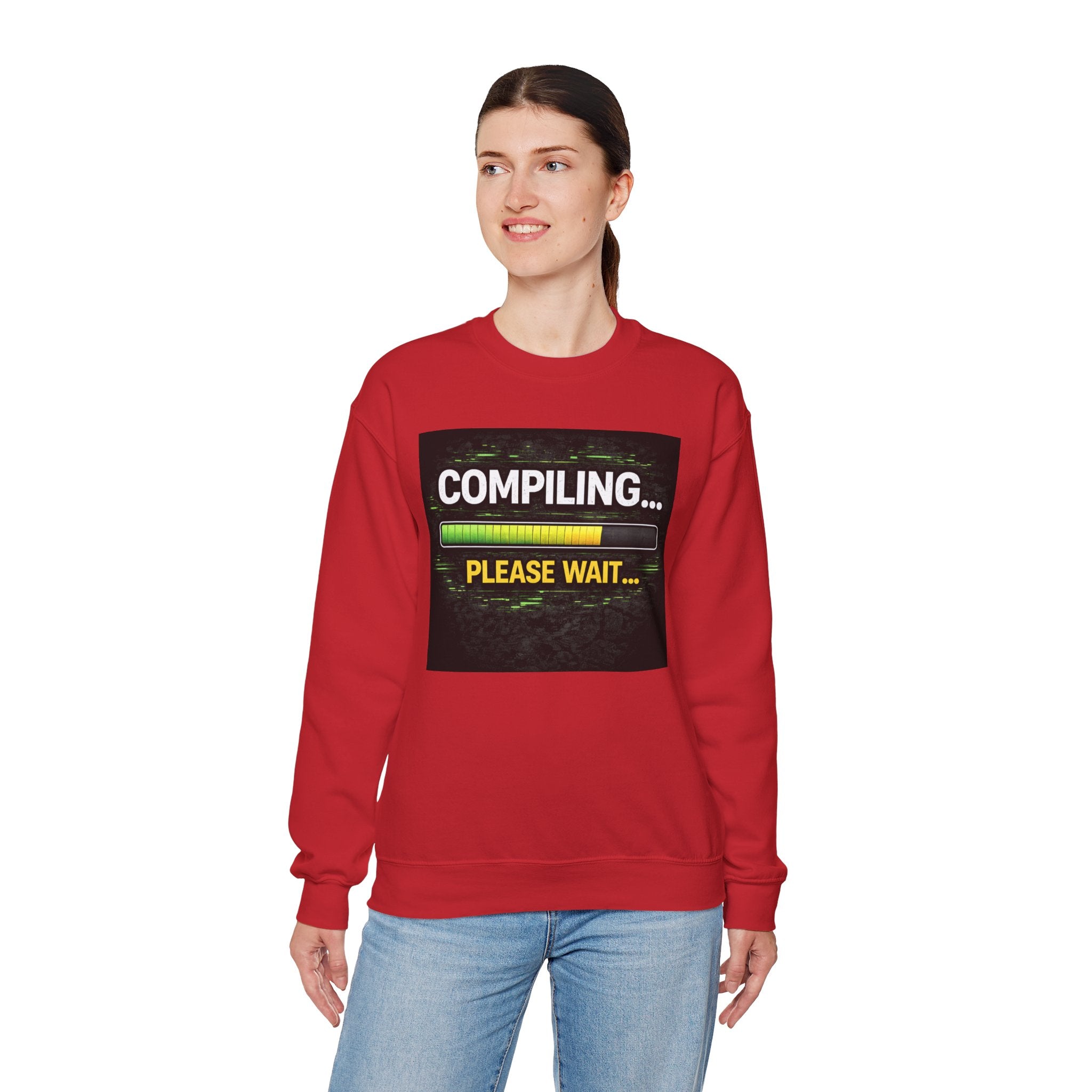 "Compiling... Please Wait" Tech Humor Crewneck Sweatshirt