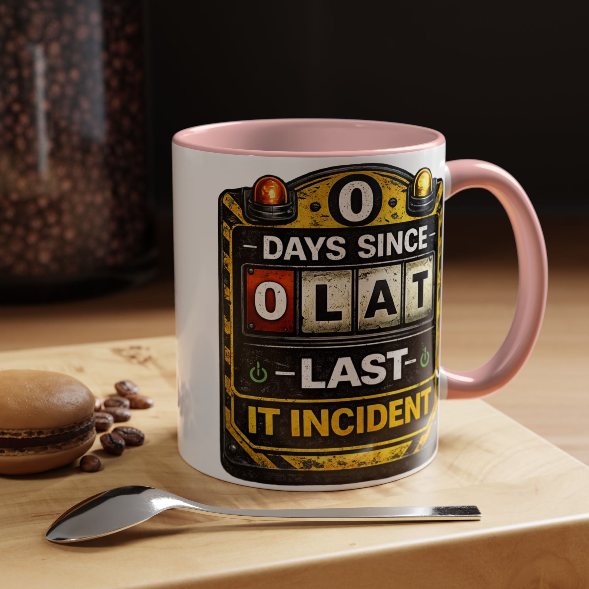 "0 Days Since Last IT Incident" IT Humor Accent Coffee Mug (11, 15oz)