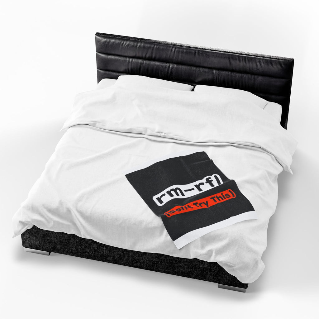 "rm -rf/ (Don't Try This)" Tech Humor Funny IT Velveteen Plush Blanket