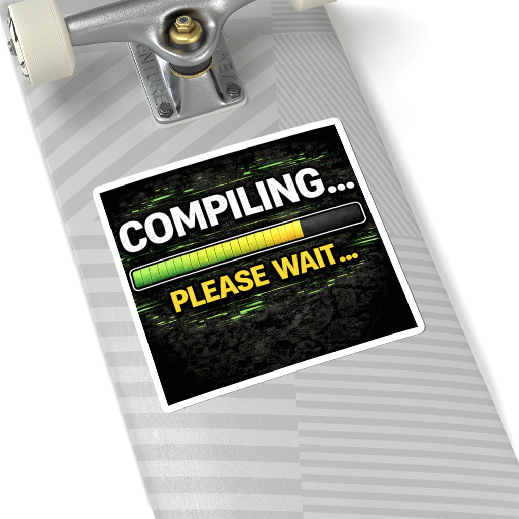 "Compiling... Please Wait" Geek Tech Humor Funny IT Kiss-Cut Stickers