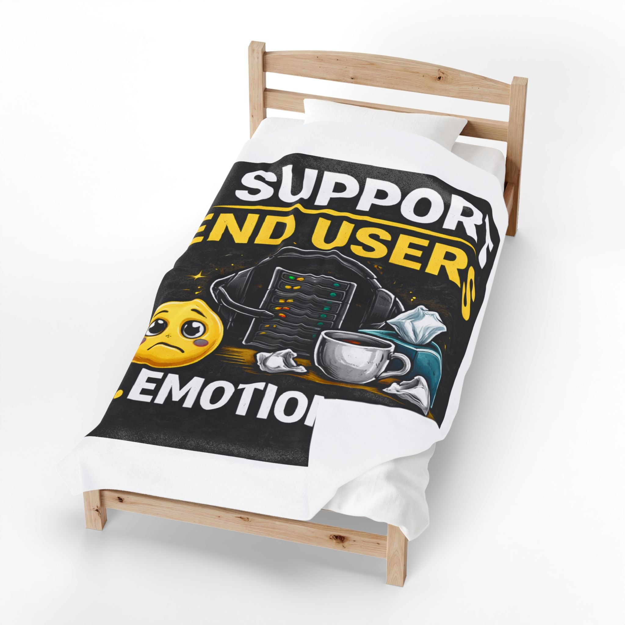 "I Support End Users... Emotionally" Tech Humor Funny IT Velveteen Plush Blanket