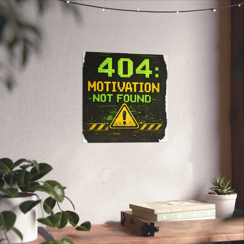 "Error 404 Motivation Not Found" Geek Tech Humor Funny IT Matte Vertical Posters