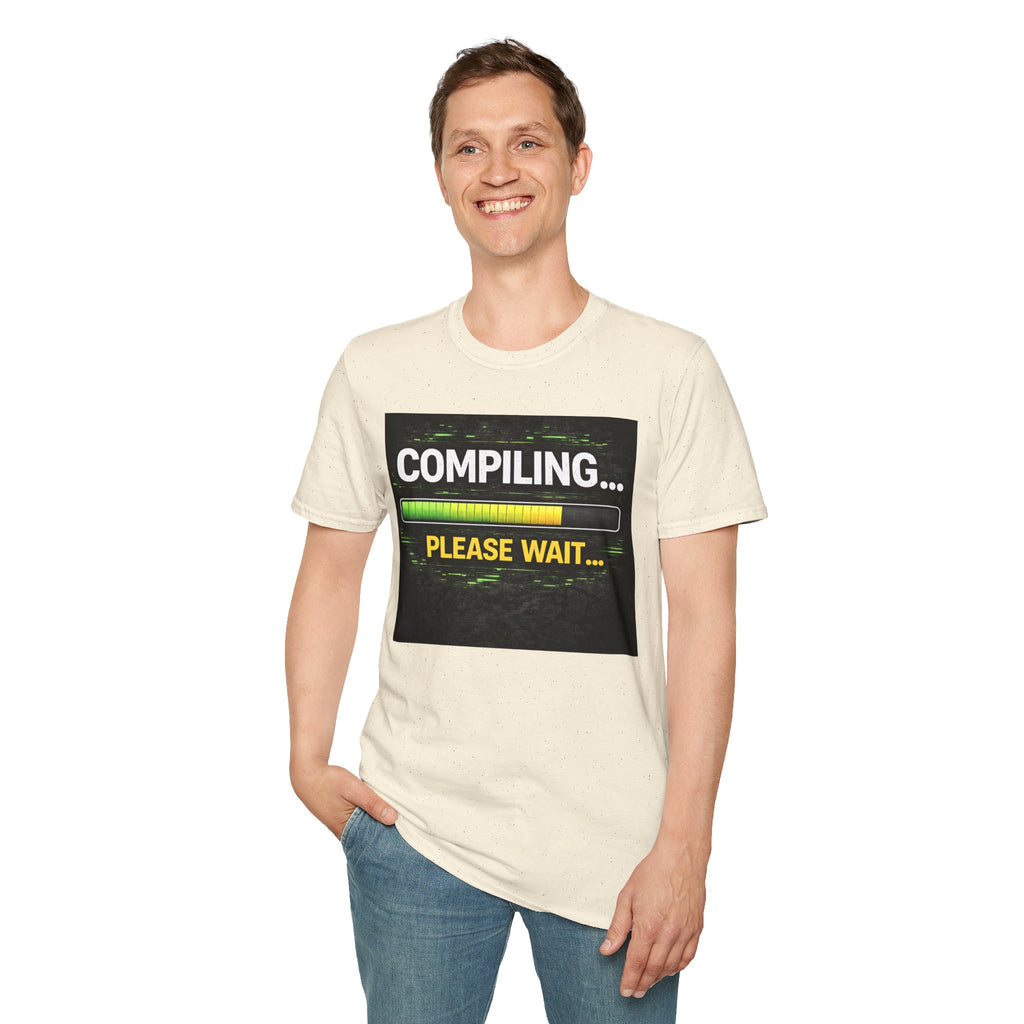"Compiling... Please Wait" Programmer Loading Graphic Tee Funny IT Tech Humor T-Shirt