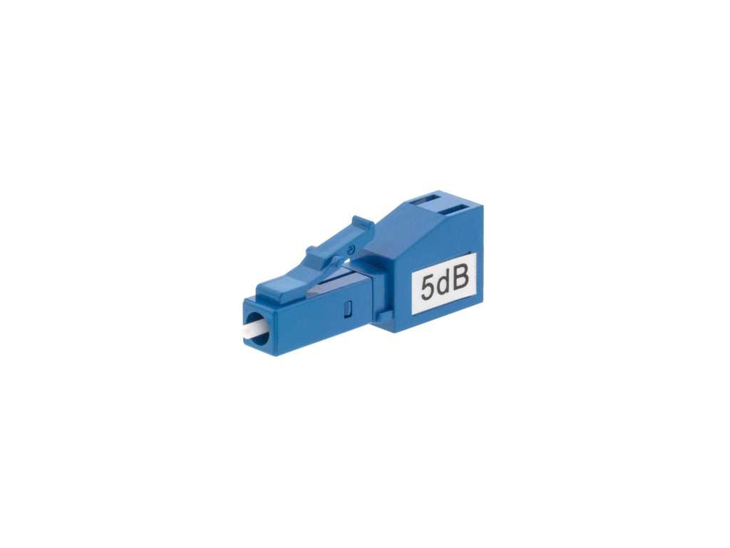 LC/UPC 5dB Fiber Optic Attenuator | Single Mode Build-Out Adapter Blue