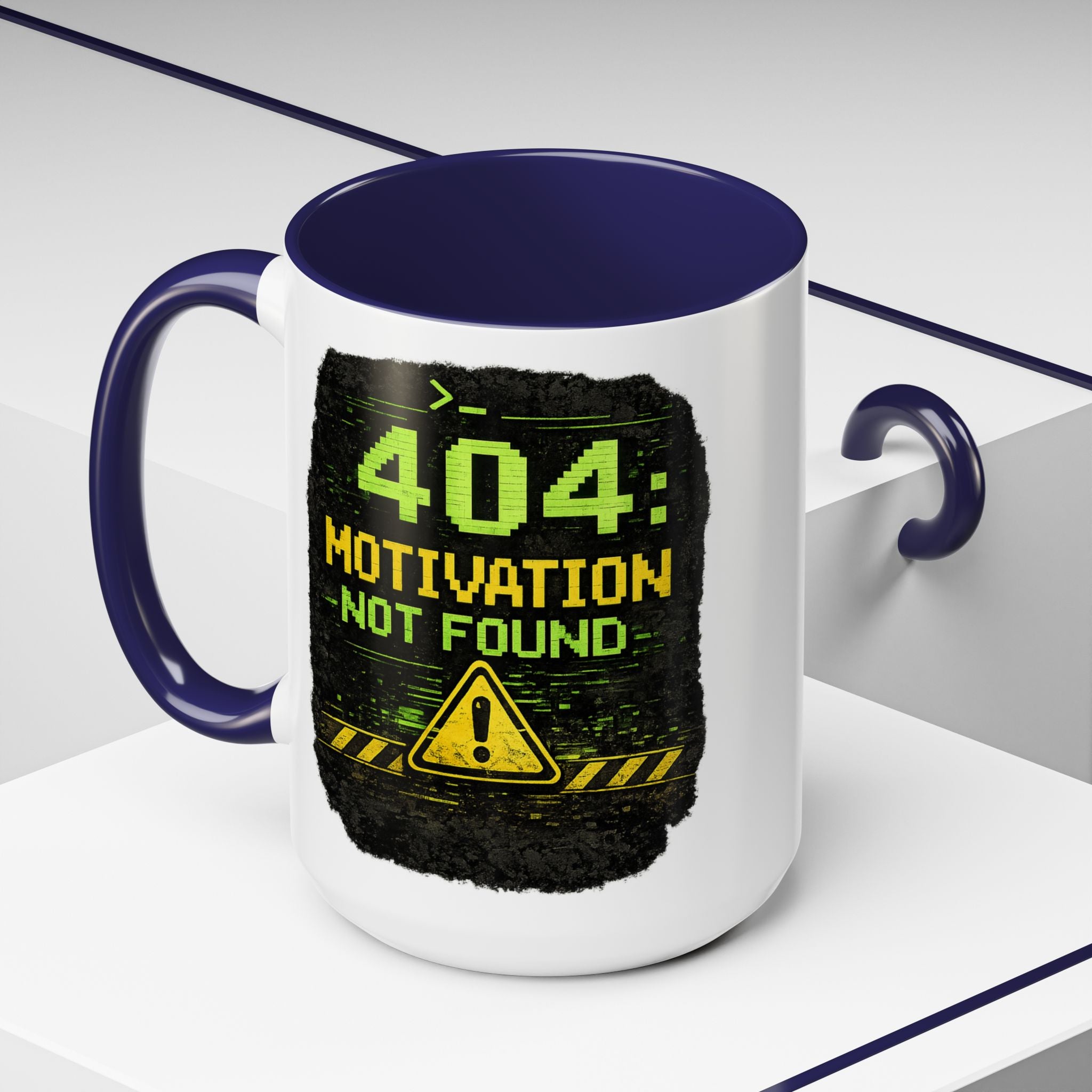 "Error 404 Motivation Not Found" IT Humor Accent Coffee Mug (11, 15oz)