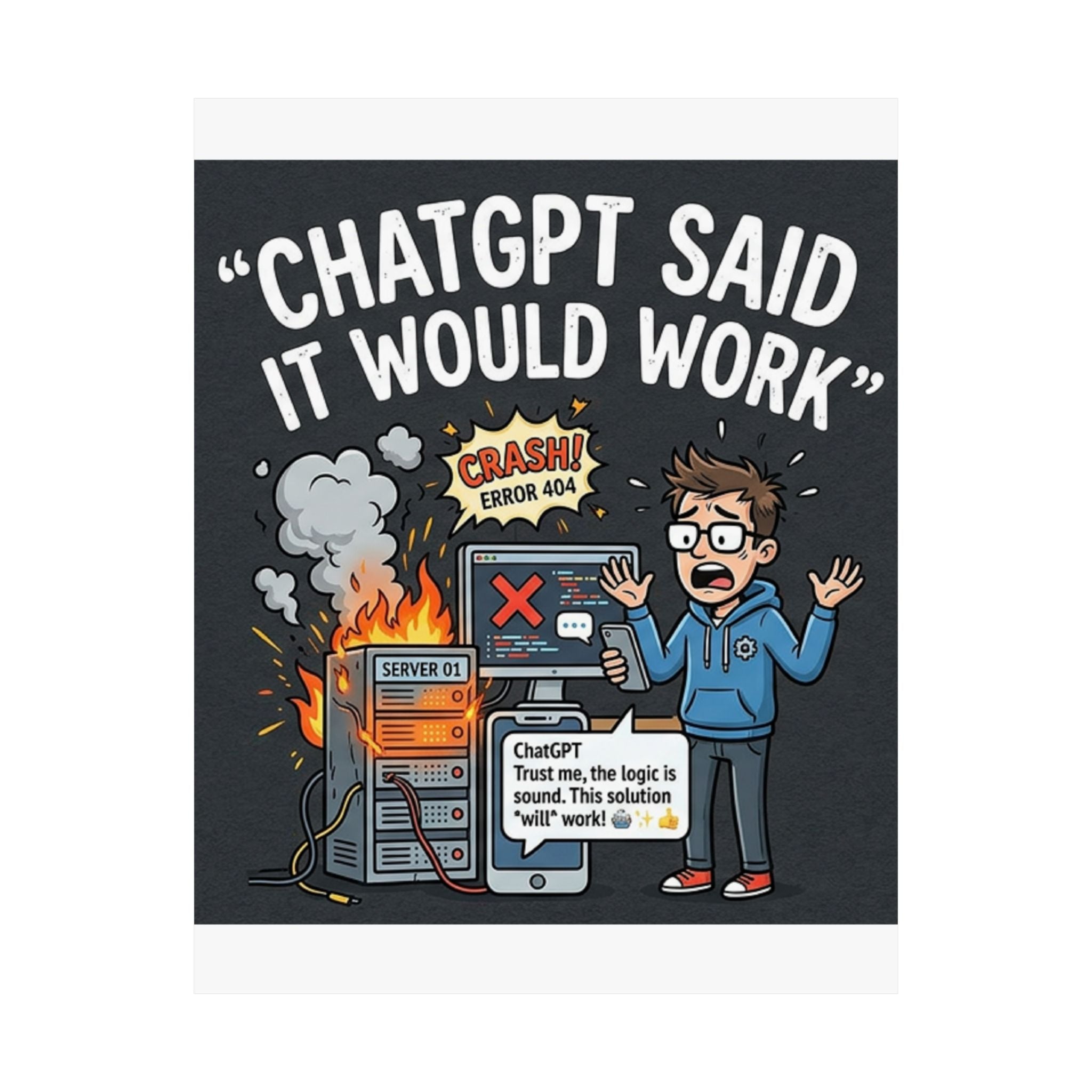"ChatGPT Said It Would Work" Tech Humor Funny IT Matte Vertical Poster