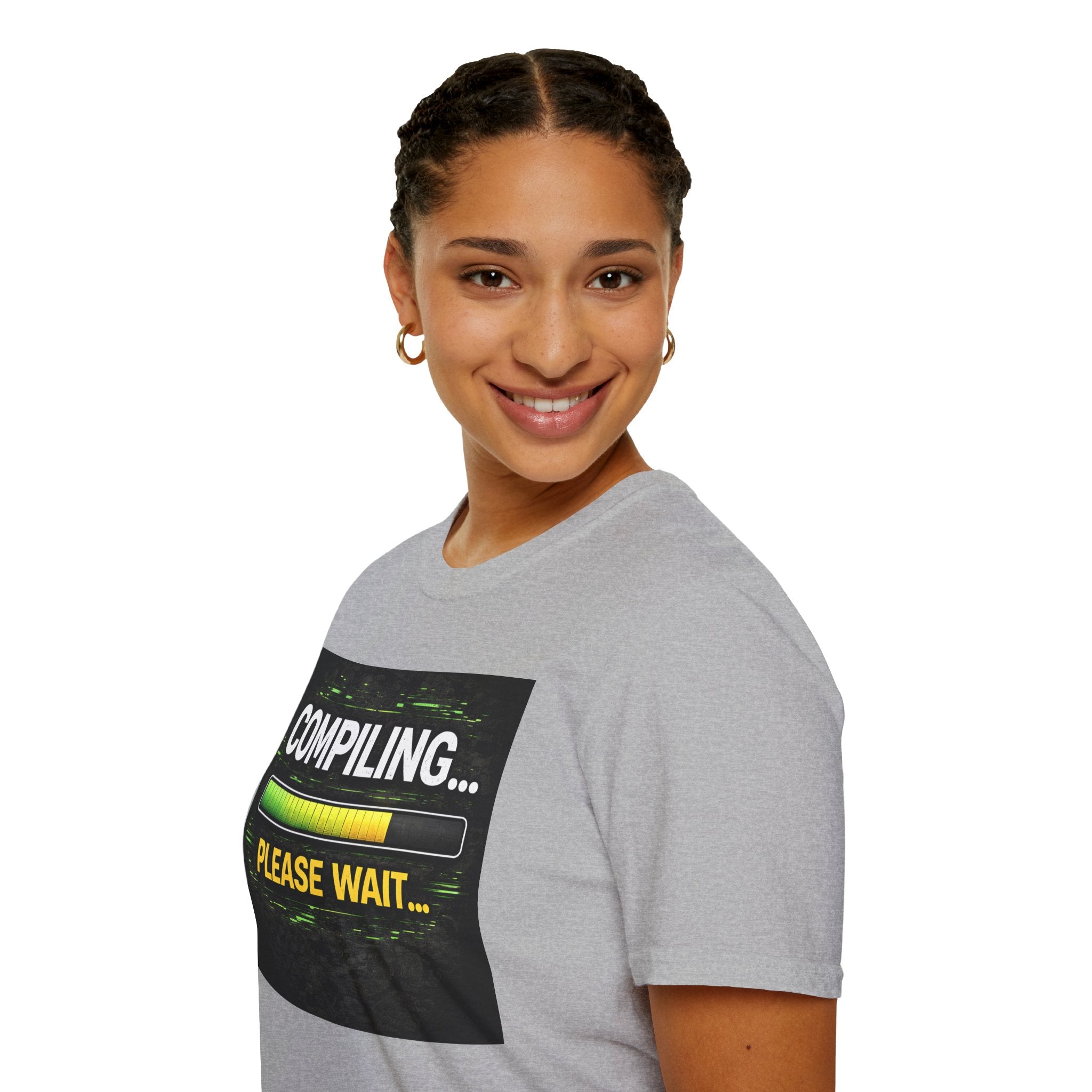 "Compiling... Please Wait" Programmer Loading Graphic Tee Funny IT Tech Humor T-Shirt