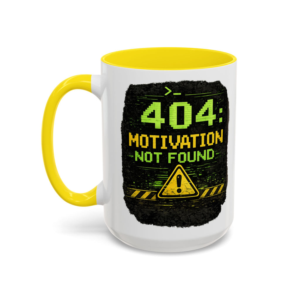 "Error 404 Motivation Not Found" IT Humor Accent Coffee Mug (11, 15oz)