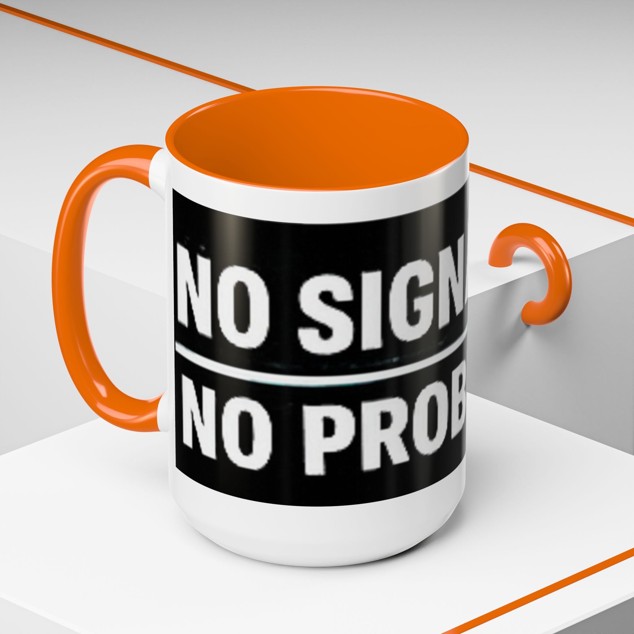 "No Signal No Problem" IT Humor Accent Coffee Mug (11, 15oz)