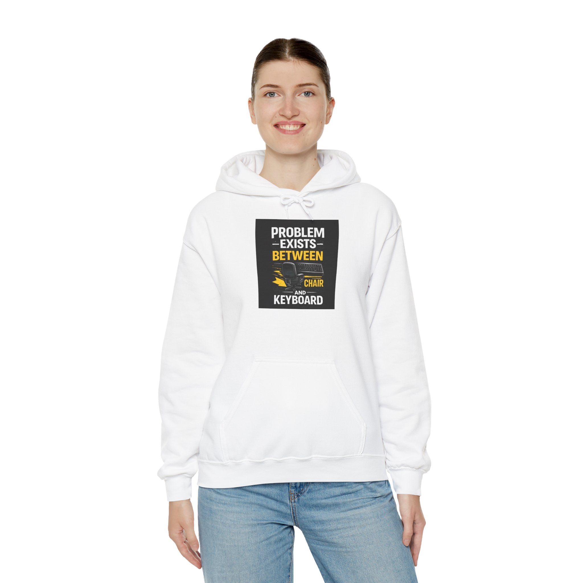 "Problem Exists Between Chair and Keyboard" Funny Programmer Tech Hoodie