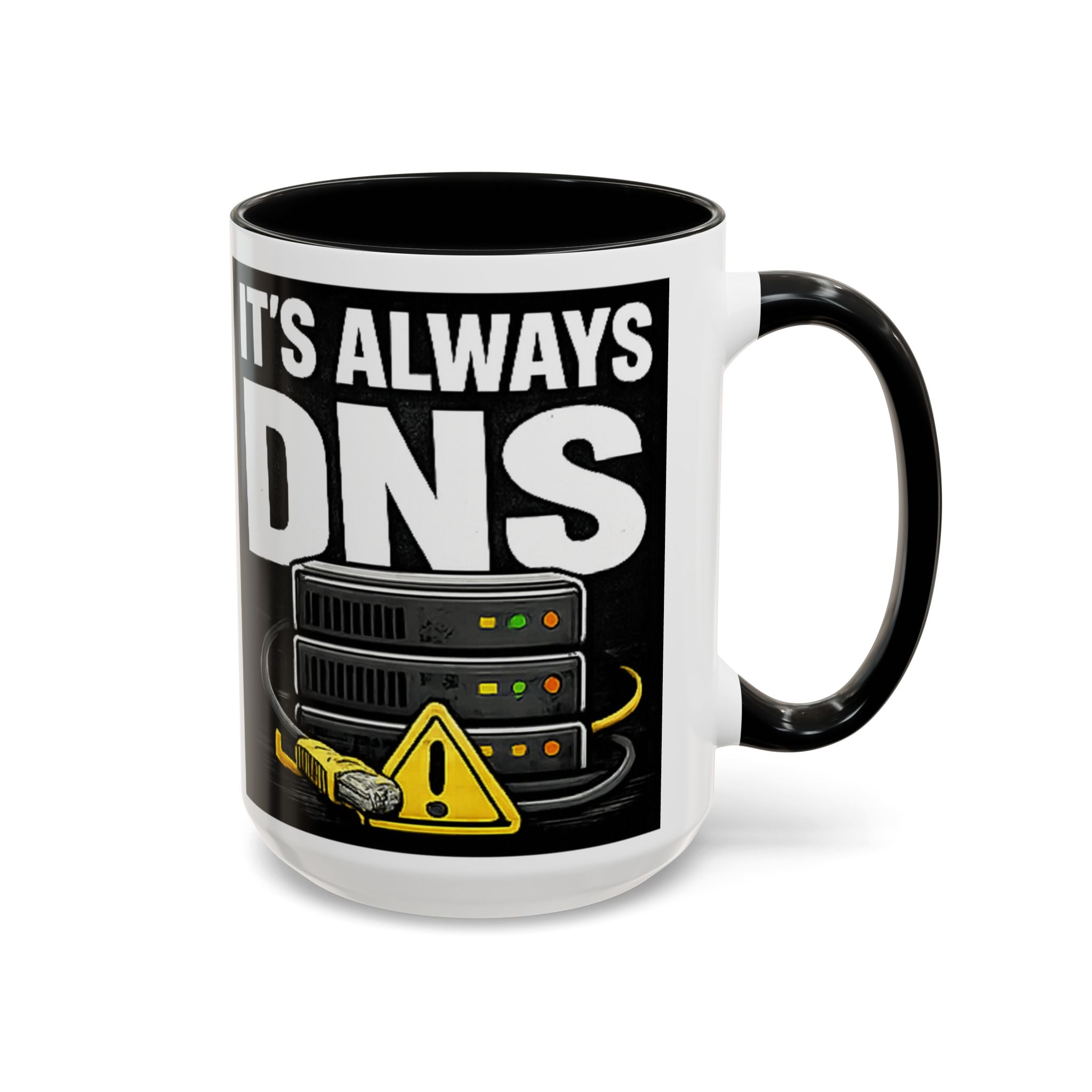 "It's Always DNS" IT Humor Accent Coffee Mug (11, 15oz)