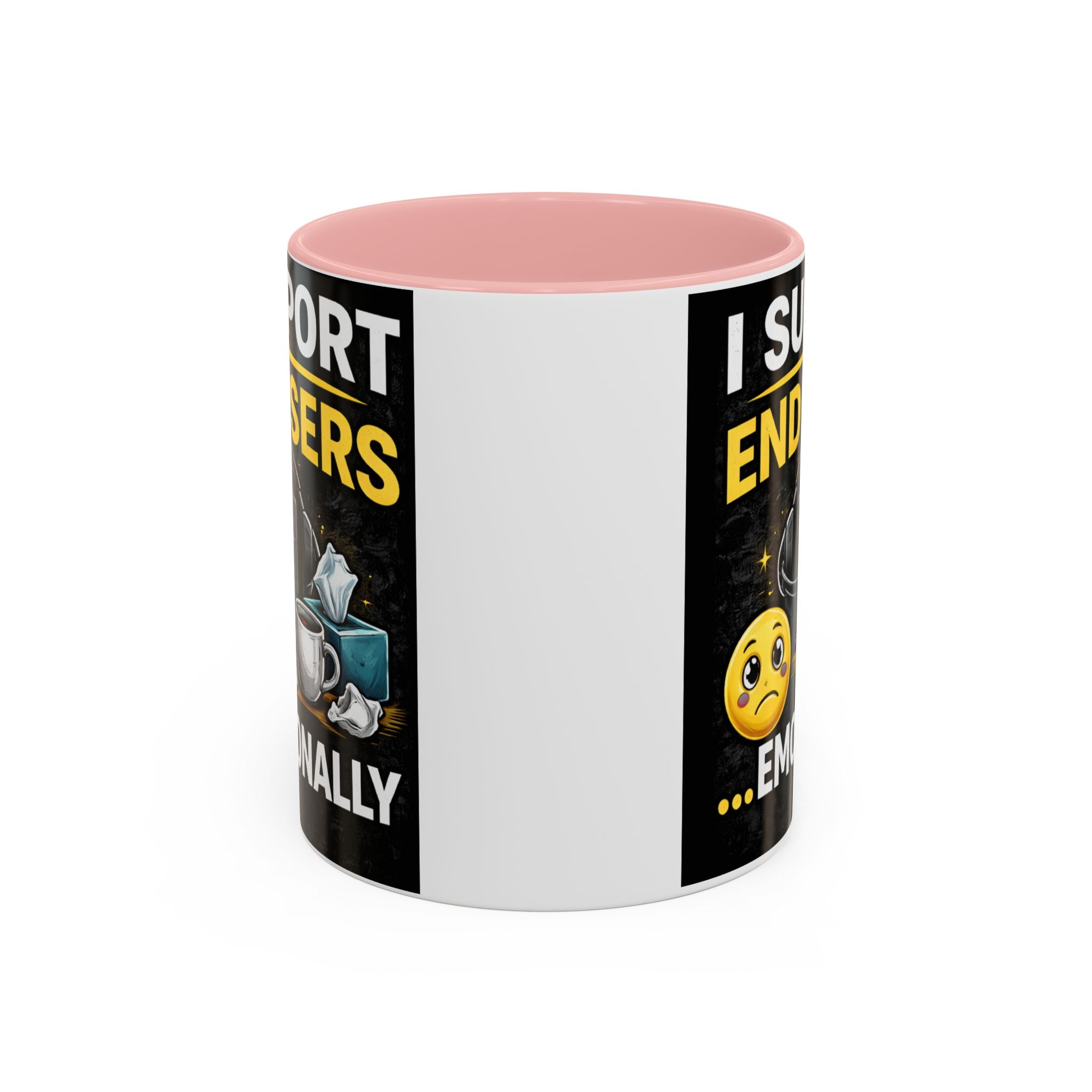 "I Support End Users, Emotionally" IT Humor Accent Coffee Mug (11, 15oz)