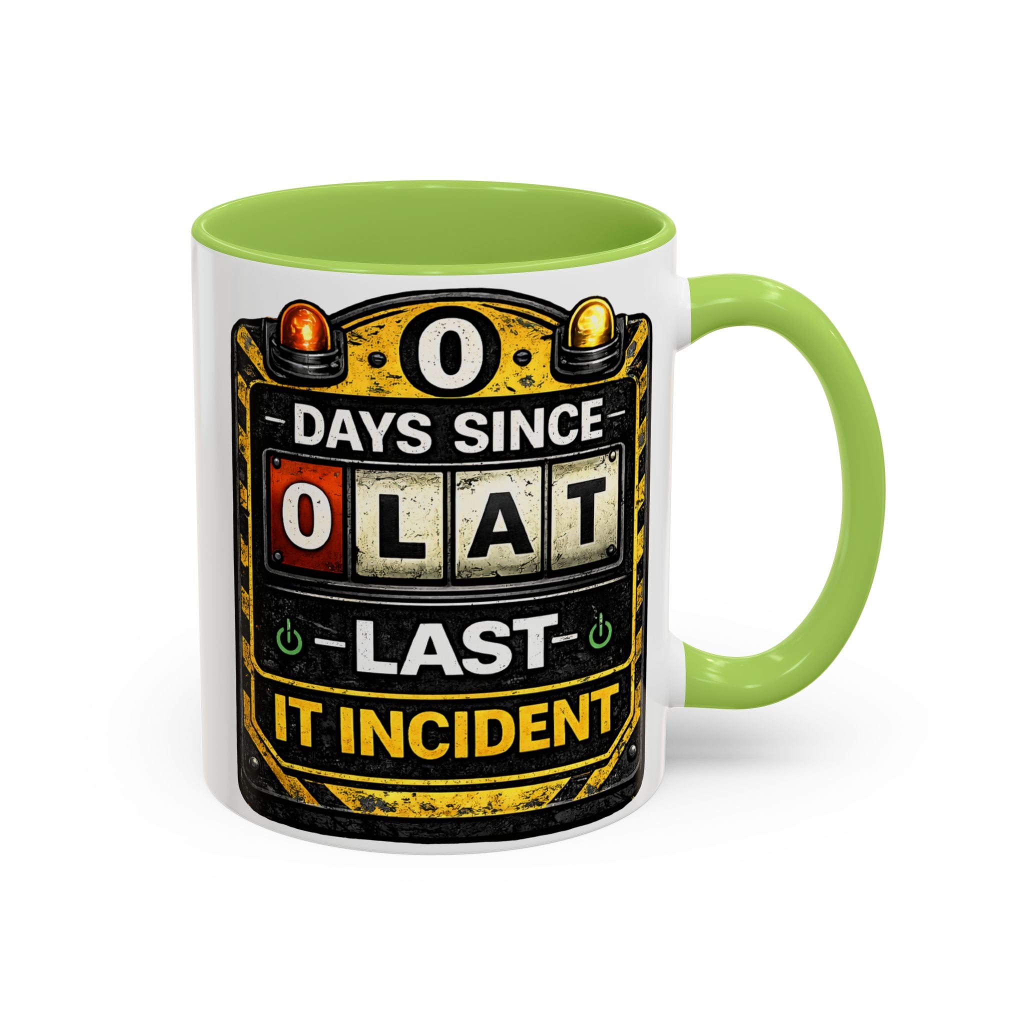 "0 Days Since Last IT Incident" IT Humor Accent Coffee Mug (11, 15oz)