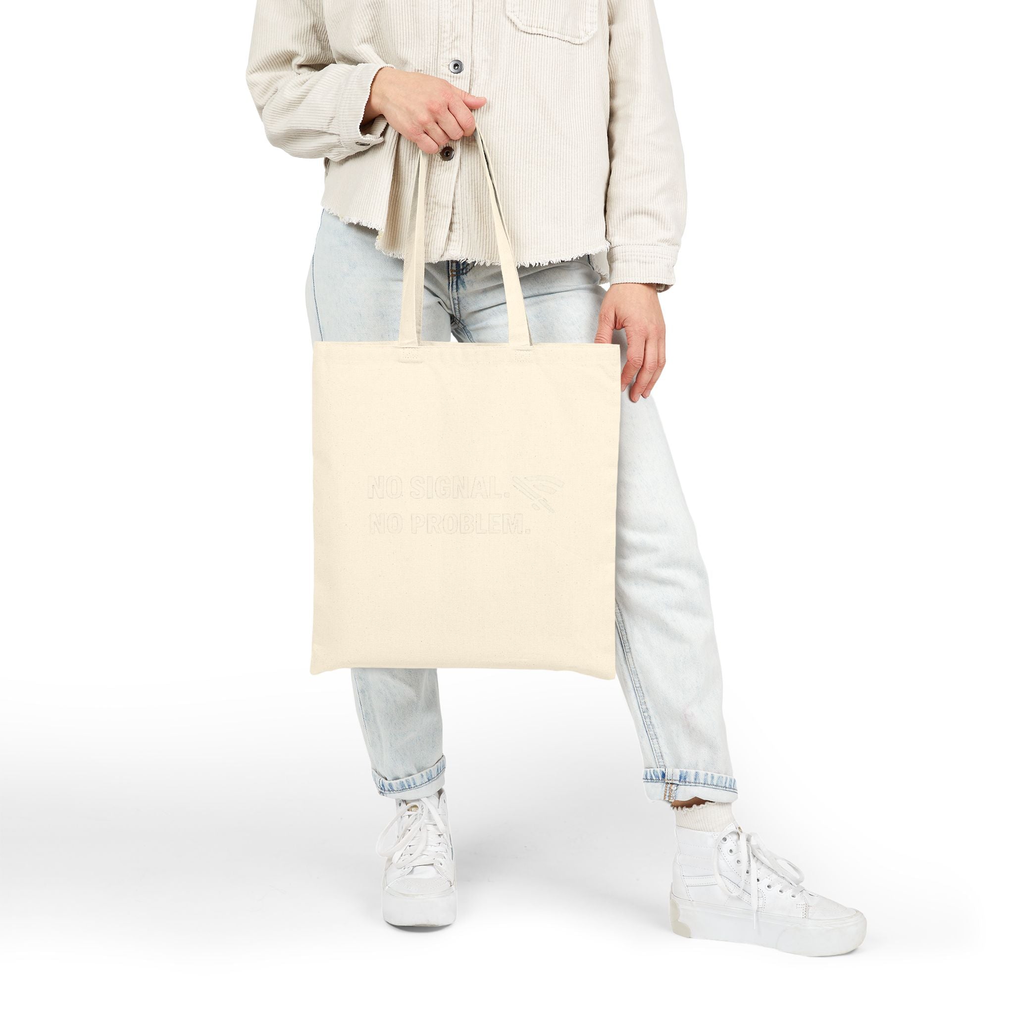 "No Signal No Problem" Funny IT Tech Humor Canvas Tote Bag