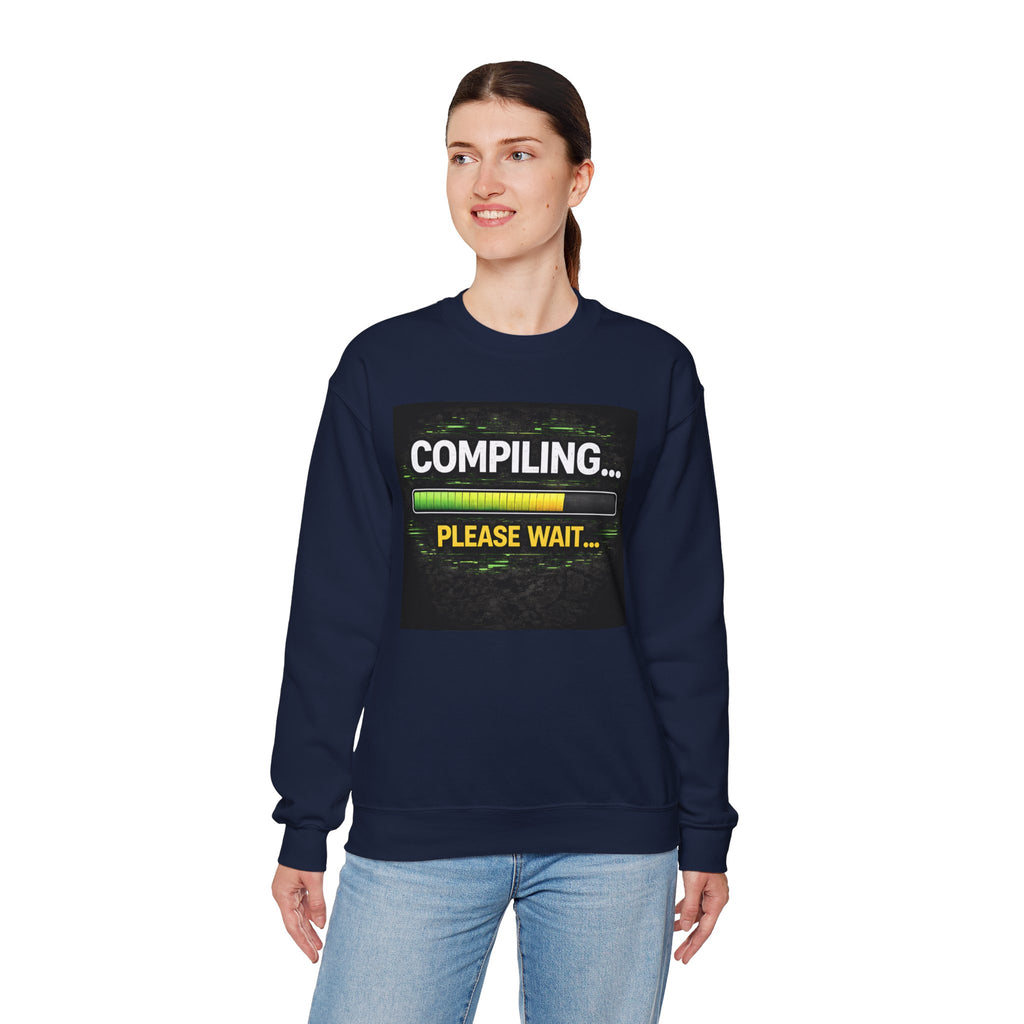 "Compiling... Please Wait" Tech Humor Crewneck Sweatshirt