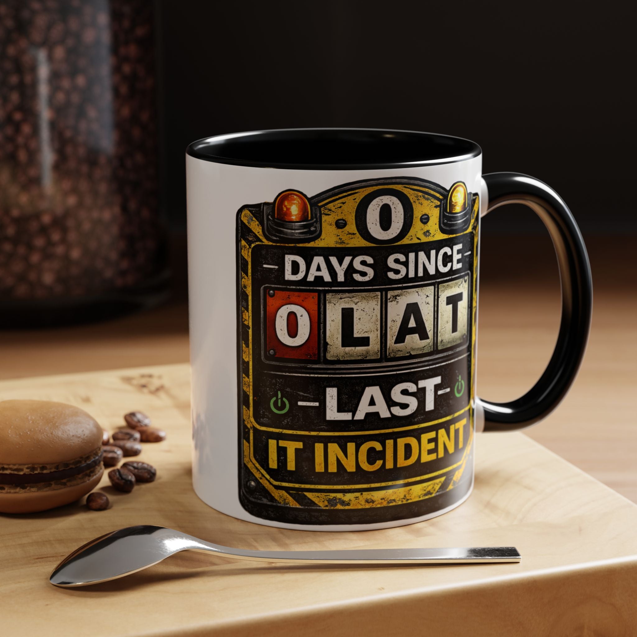 "0 Days Since Last IT Incident" IT Humor Accent Coffee Mug (11, 15oz)