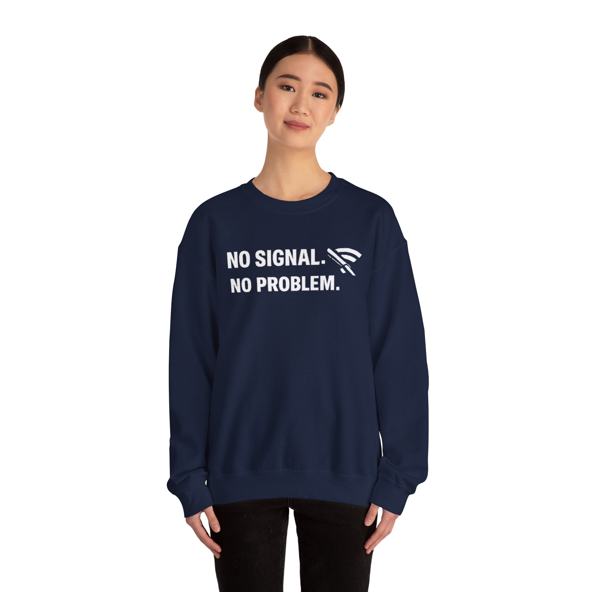 "No Signal, No Problem" Unisex Heavy Blend™ Tech Humor Crewneck Sweatshirt