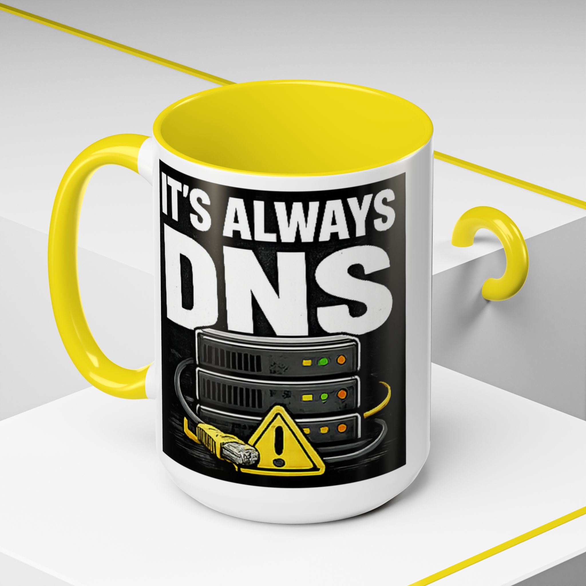"It's Always DNS" IT Humor Accent Coffee Mug (11, 15oz)