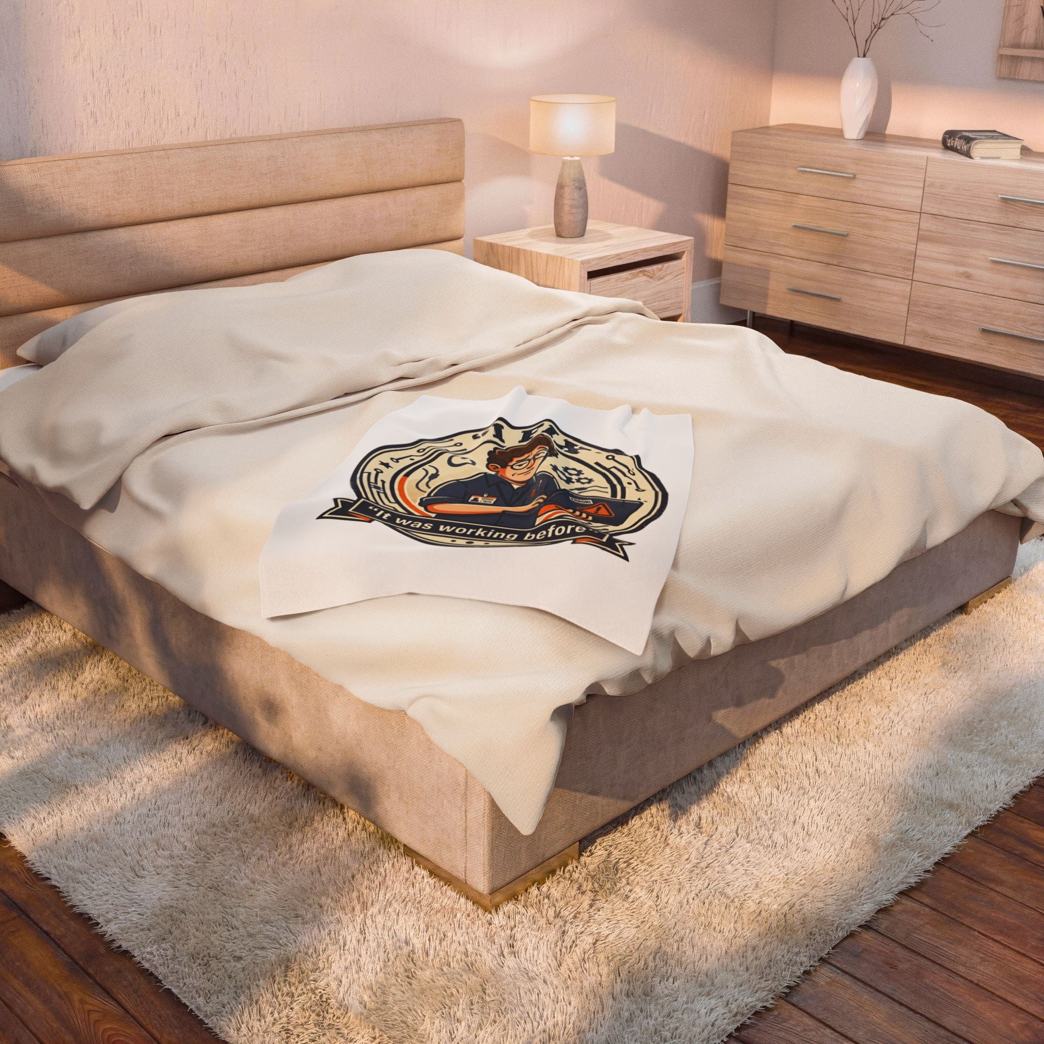 "I Fix: It Was Working Before" Tech Humor Funny IT Velveteen Plush Blanket