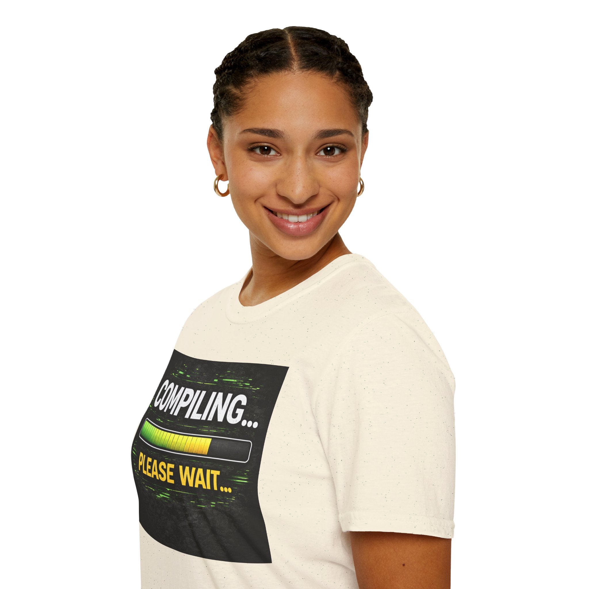 "Compiling... Please Wait" Programmer Loading Graphic Tee Funny IT Tech Humor T-Shirt