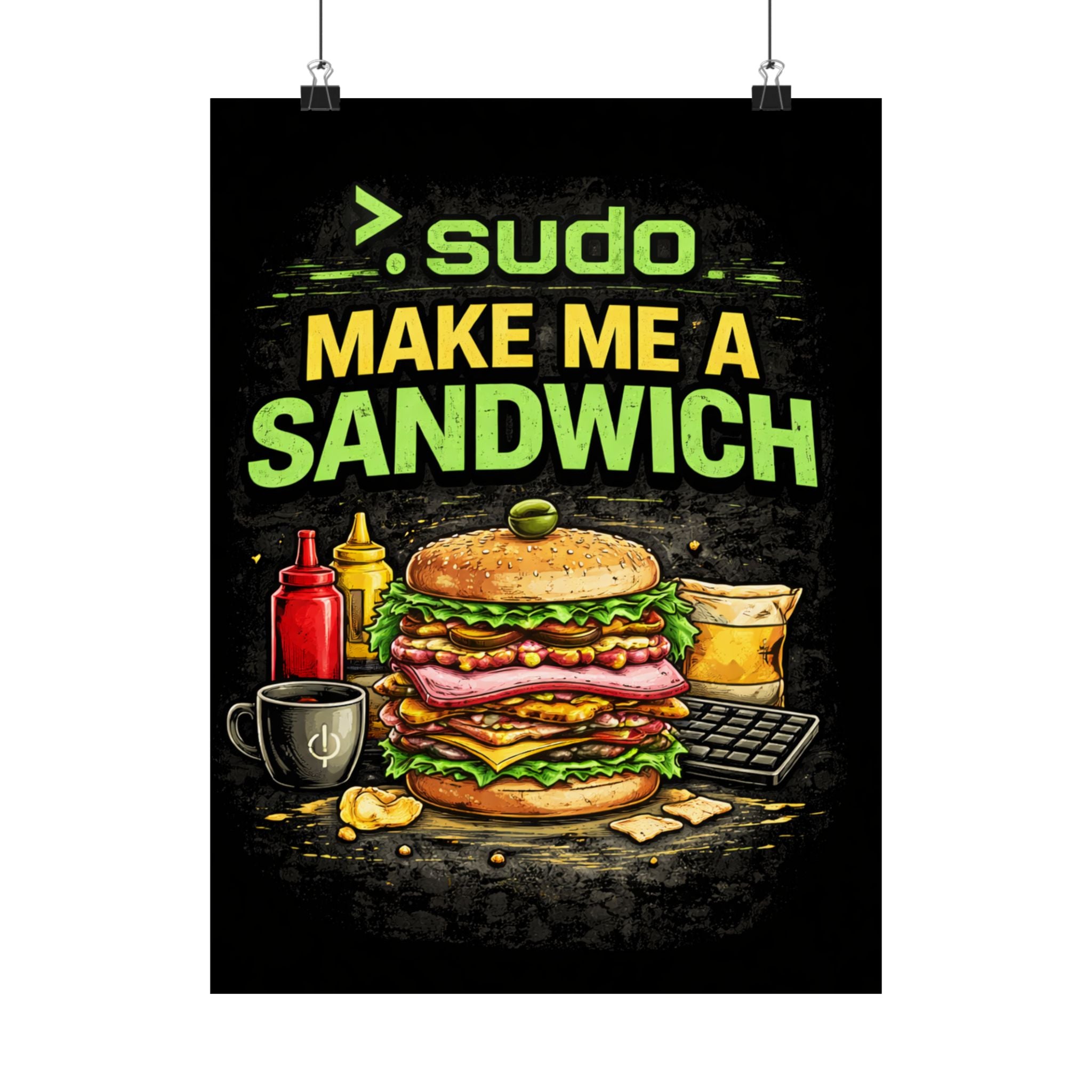 ">.Sudo Make Me A Sandwich" Geek Tech Humor Funny IT Matte Vertical Posters