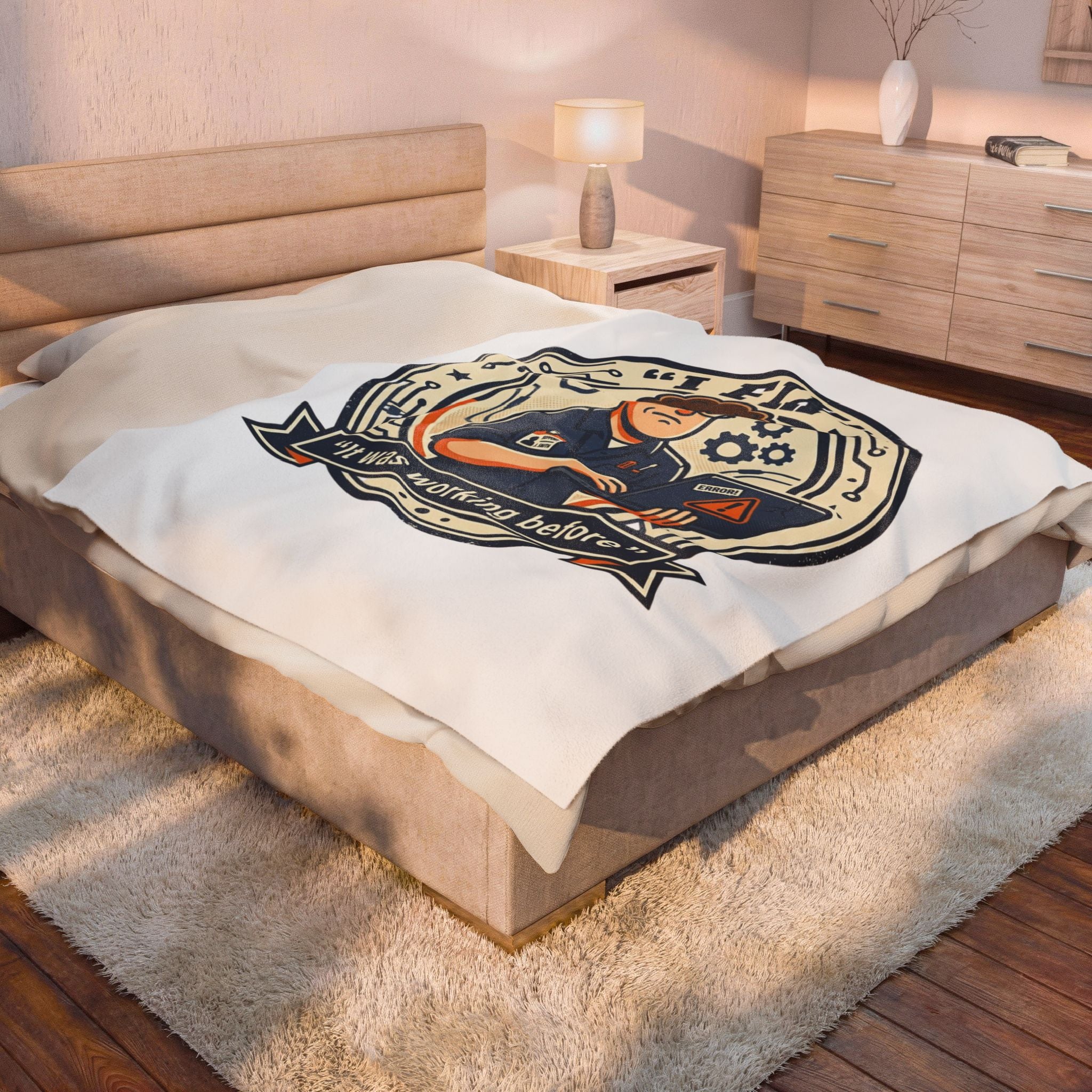 "I Fix: It Was Working Before" Tech Humor Funny IT Velveteen Plush Blanket