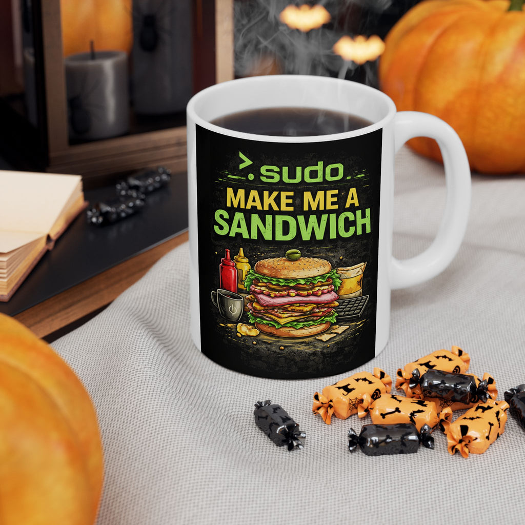 ">. Sudo Make me A Sandwich" Geek Humor Ceramic Mug, (11oz, 15oz)
