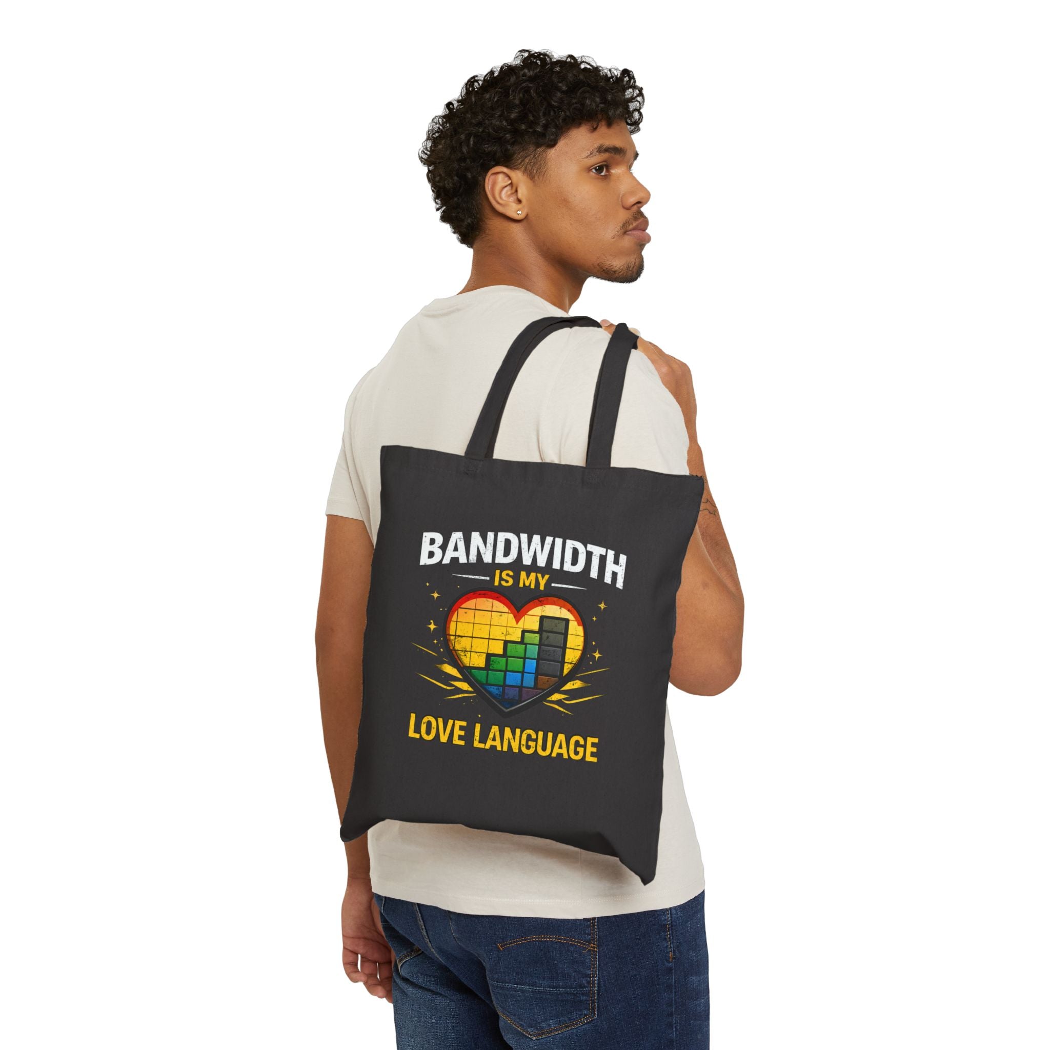 "Bandwidth is my Love Language" Funny IT Tech Humor Cotton Canvas Tote Bag