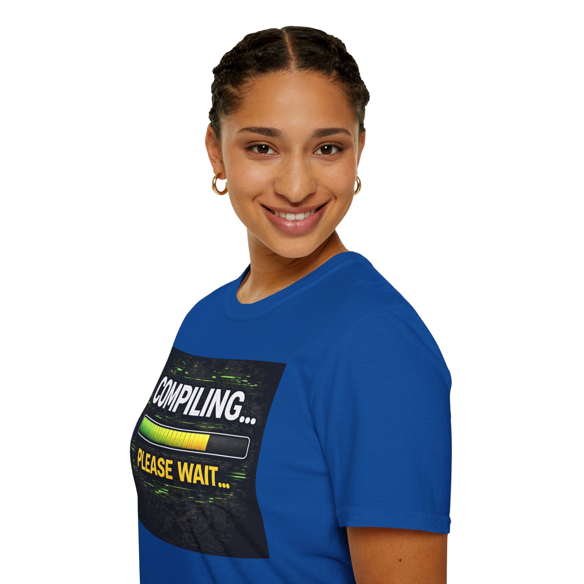 "Compiling... Please Wait" Programmer Loading Graphic Tee Funny IT Tech Humor T-Shirt
