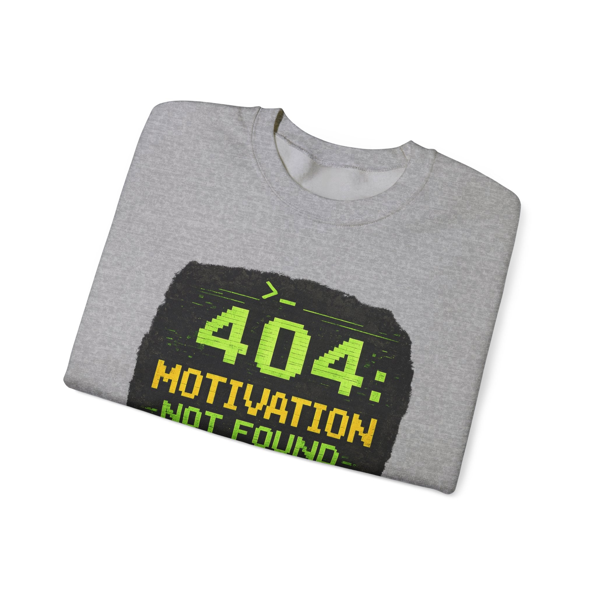 "404: Motivation Not Found" Funny Tech Graphic Crewneck Sweatshirt