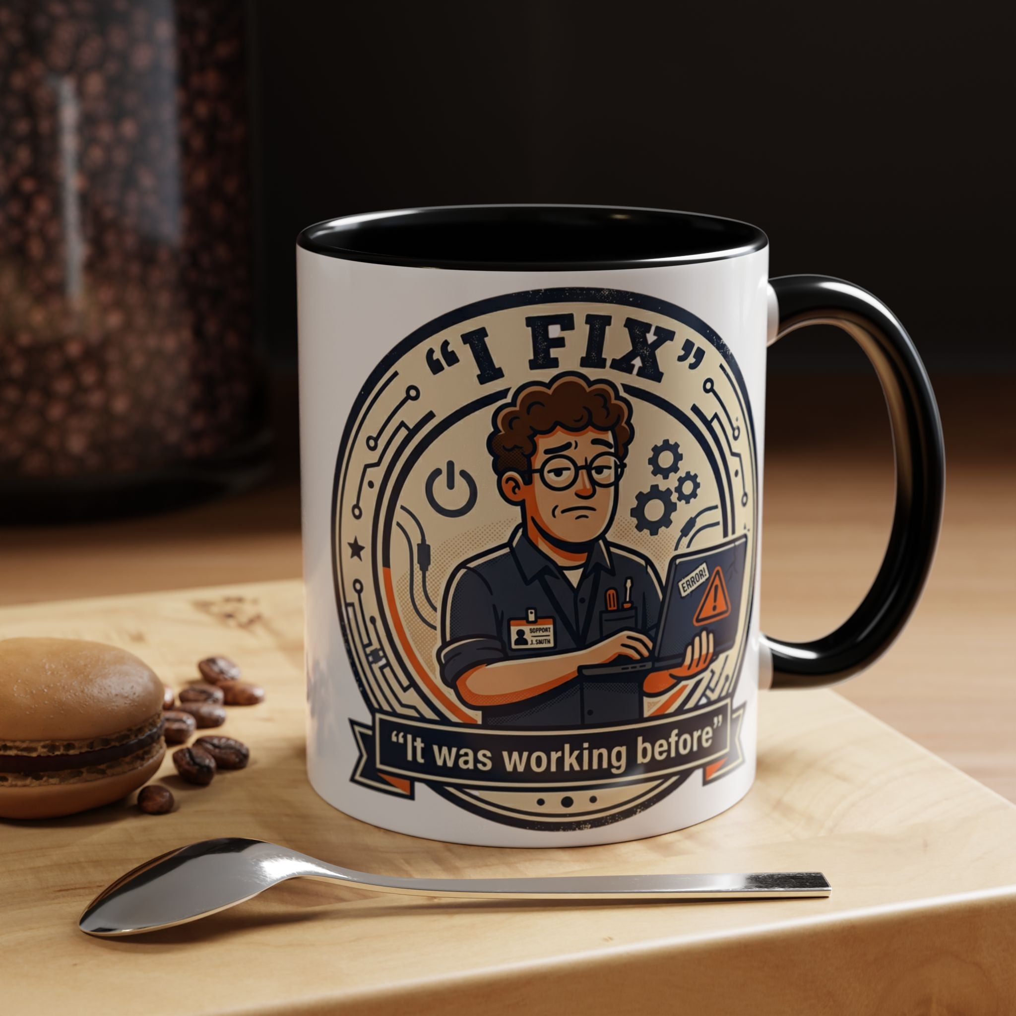 "I Fix: It Was Working Before" IT Humor Accent Coffee Mug (11, 15oz)