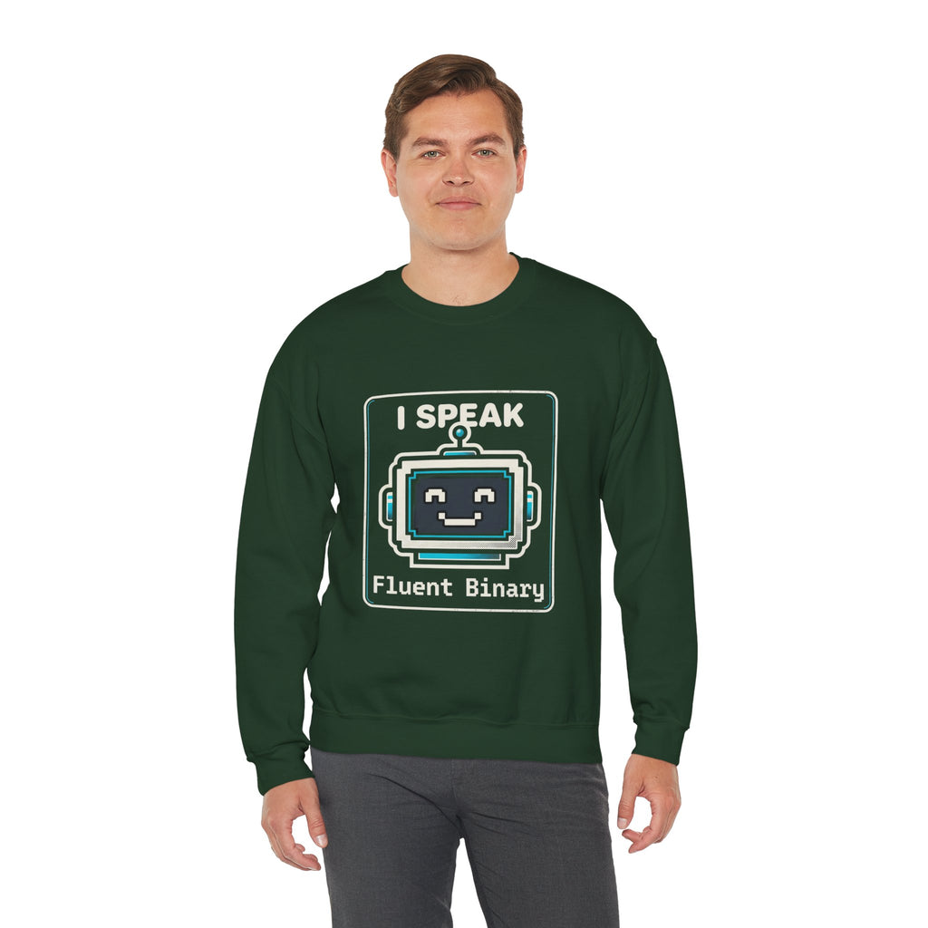 "I Speak Fluent Binary" Funny IT Crewneck Sweatshirt