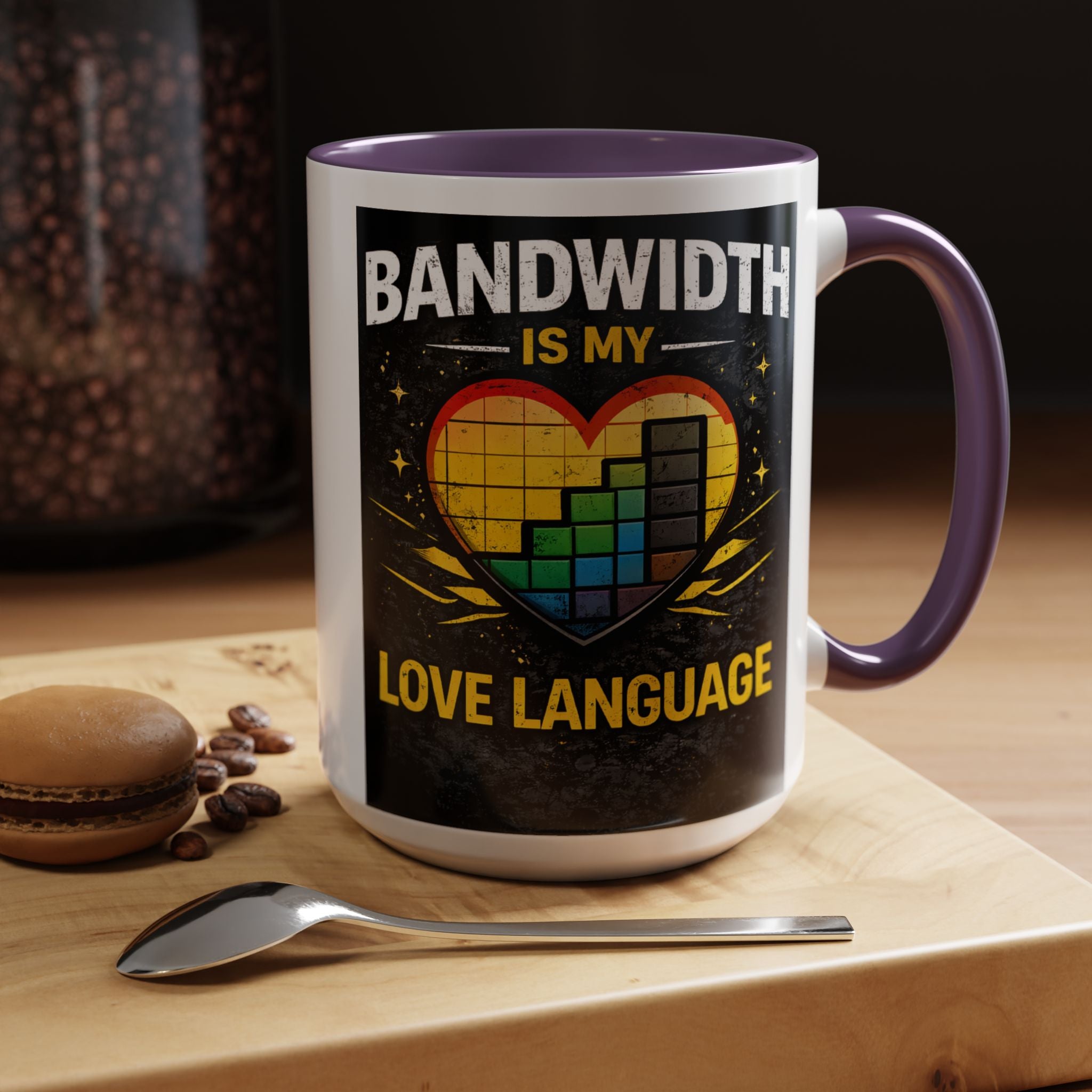 "Bandwidth is my Love Language" IT Humor Accent Coffee Mug (11, 15oz)