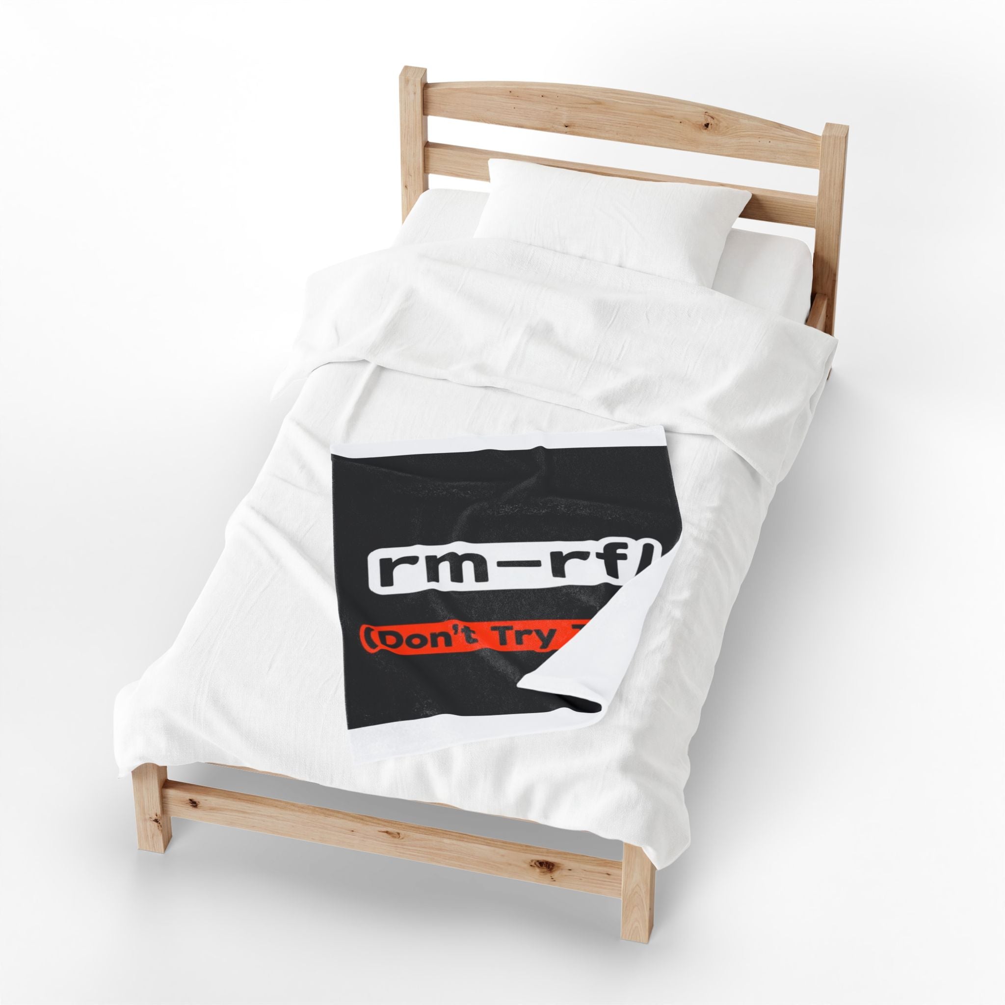 "rm -rf/ (Don't Try This)" Tech Humor Funny IT Velveteen Plush Blanket
